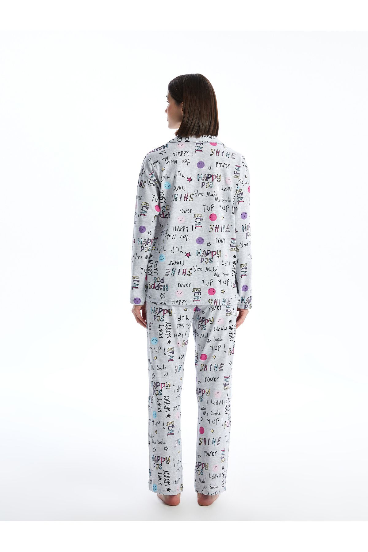 LC Waikiki-Shirt Collar Patterned Women's Pajamas Set 4