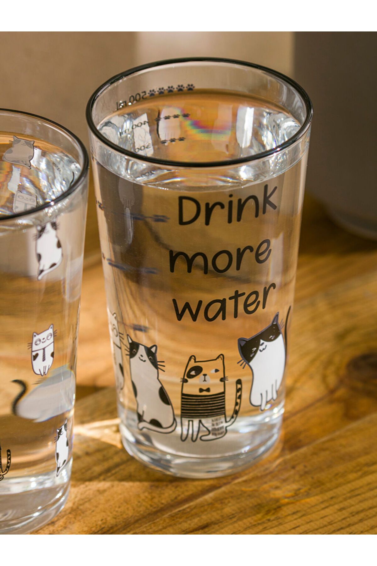 LC Waikiki-Sparkling Selections from Shining Store |   Black Cat Printed Glass Cup Set of 2 570 ml 4