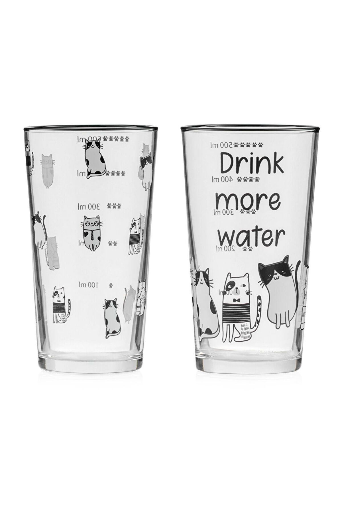 LC Waikiki-Sparkling Selections from Shining Store |   Black Cat Printed Glass Cup Set of 2 570 ml 7