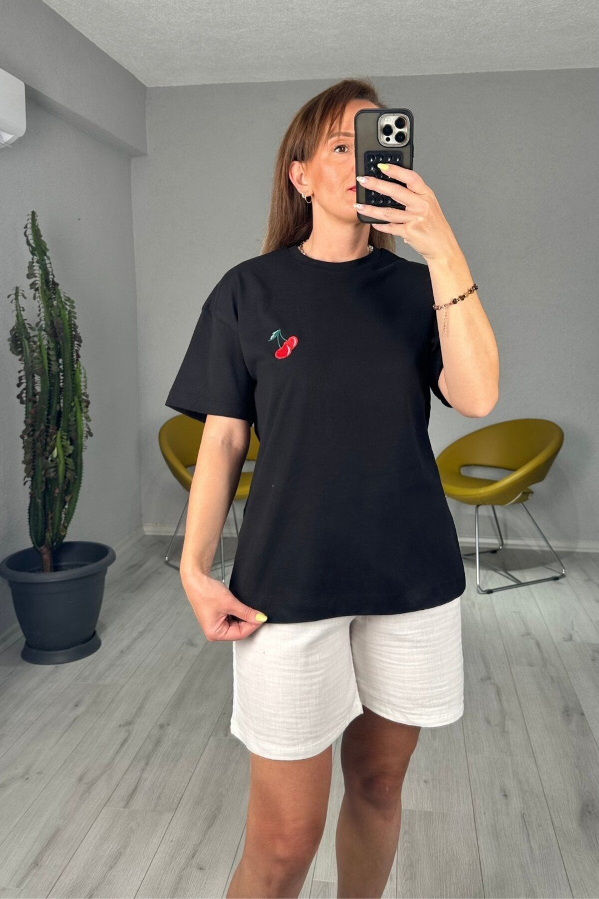 lady special Kiraz Baskılı Tişört