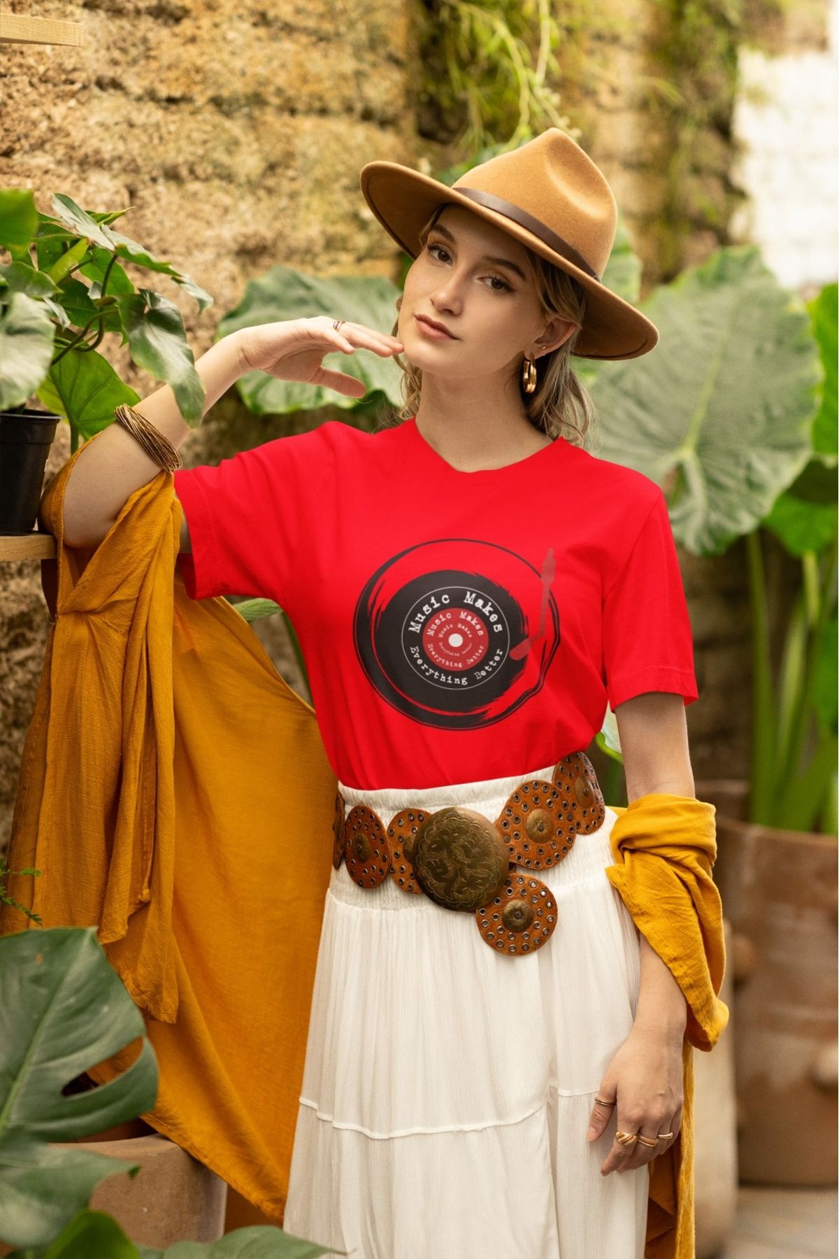 ArtYus Unisex Erkek/Kadın Plak Müzik Baskılı Renkli Baskılı Oversize %100 Pamuklu T-Shirt