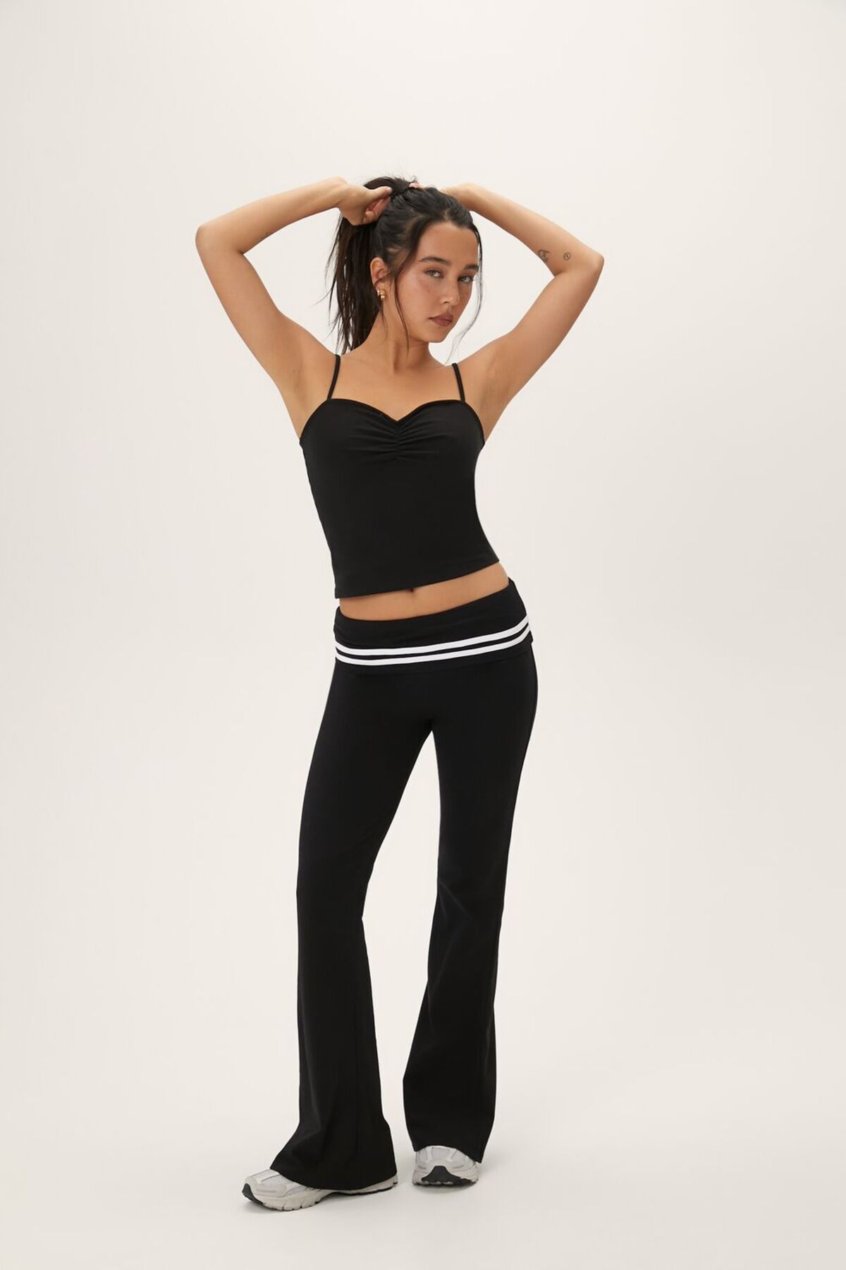 Forever 21 Çizgili Katlanabilir Flare Tayt