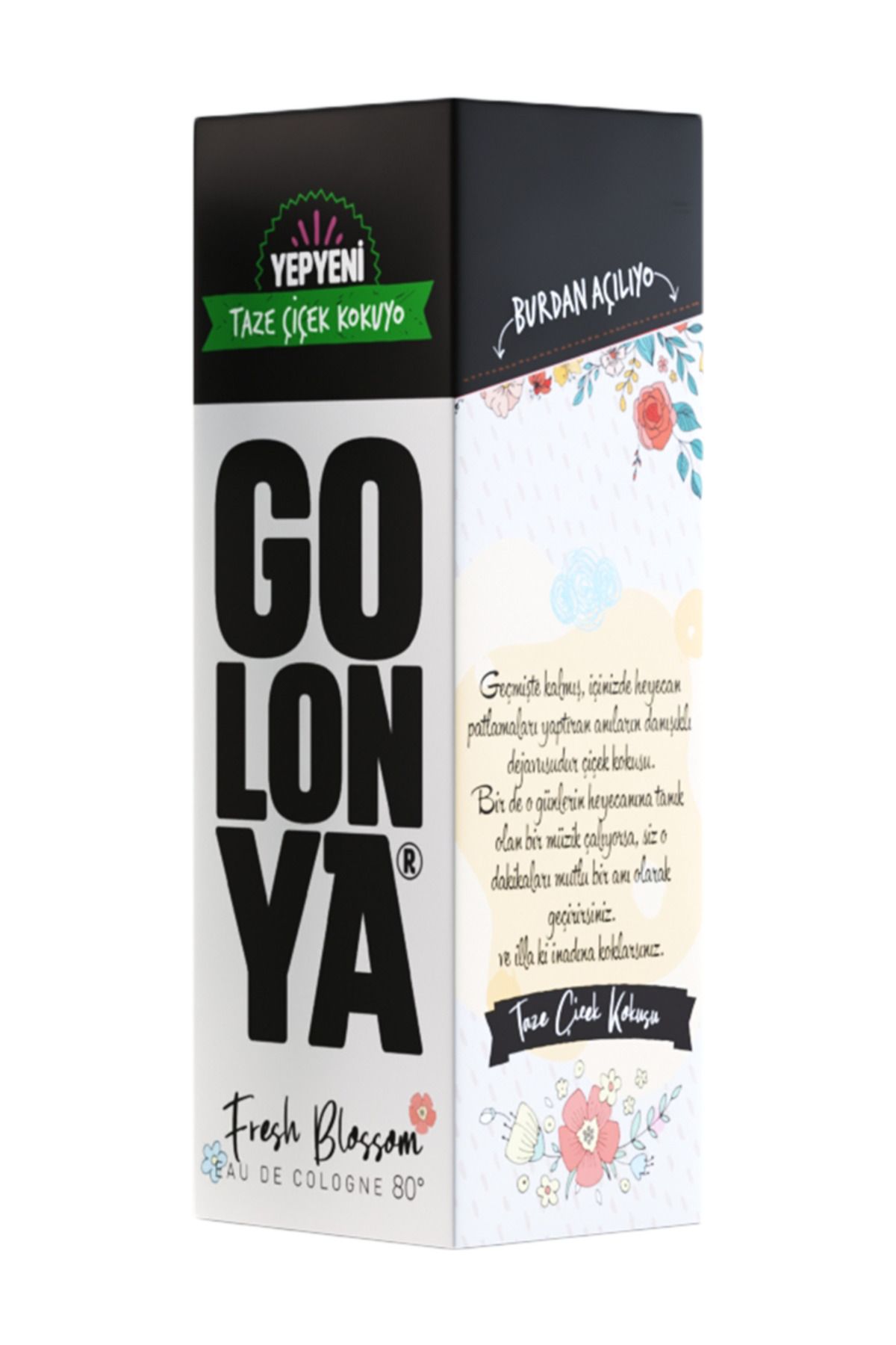 Golonya Fresh 250 ML Cam Şişe Taze Çiçek Kokulu Kolonya 12 Adet (1 Koli)