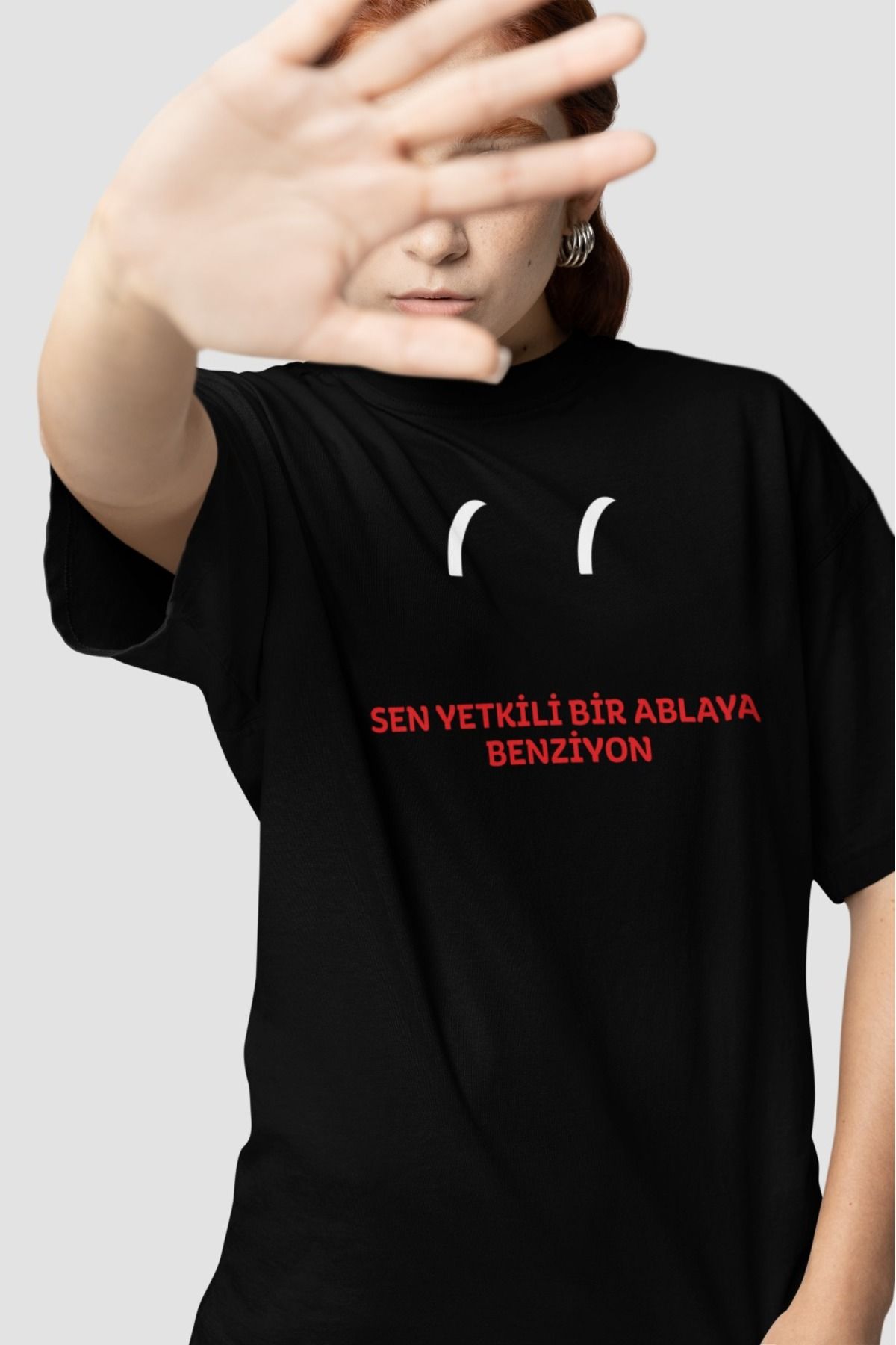 ArtYus Unisex Erkek/Kadın Sen Yetkili Bir Ablaya Benziyon Renkli Baskılı Oversize %100 Pamuklu T-Shirt
