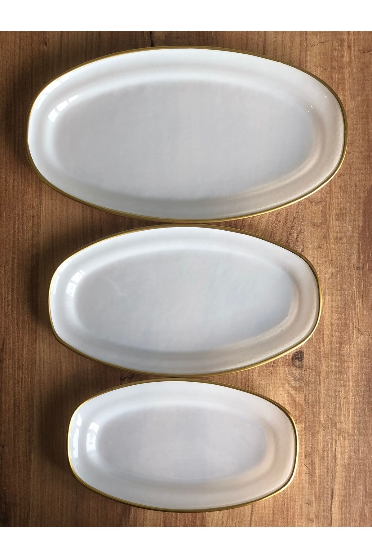 B&M-Presentation Patterned Plain Edge Boat Plate Set of 3 4