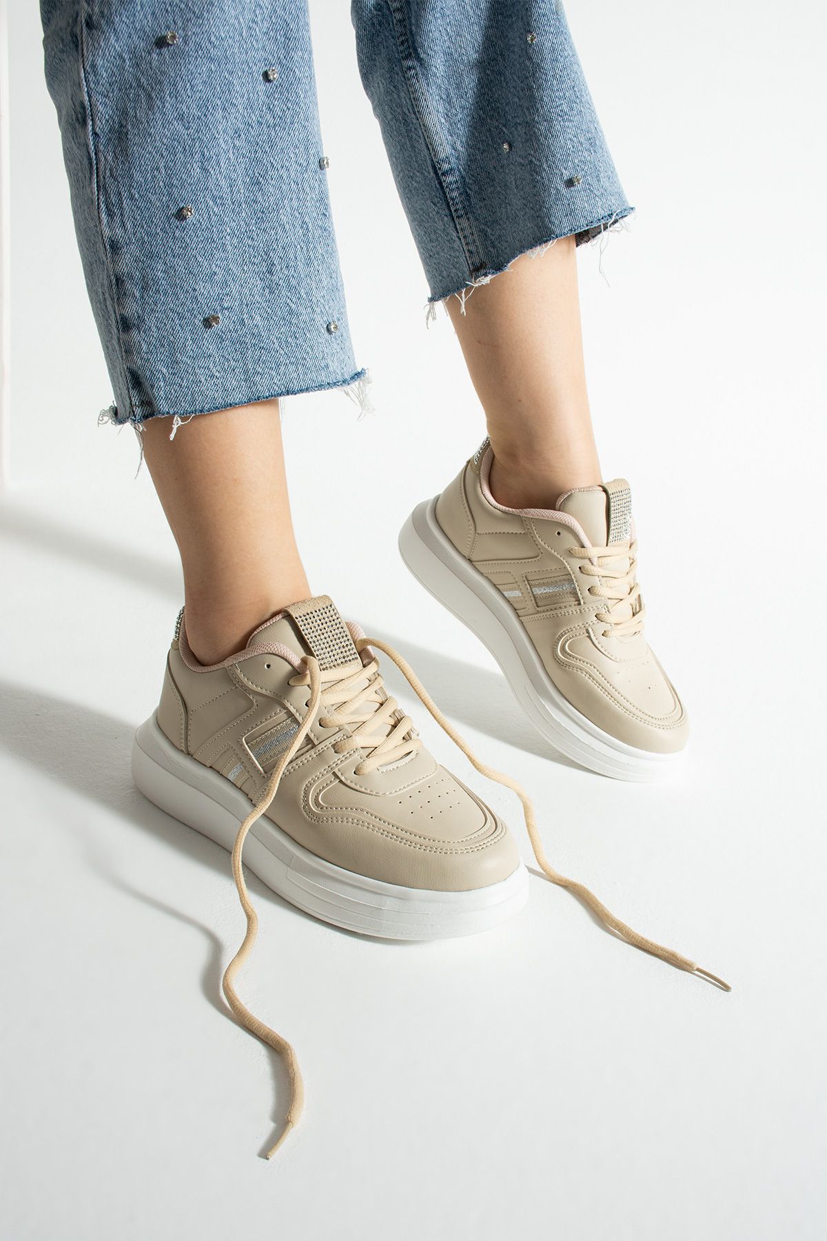 pasyone Bej Kadın Günlük Sneaker Ayakkabı