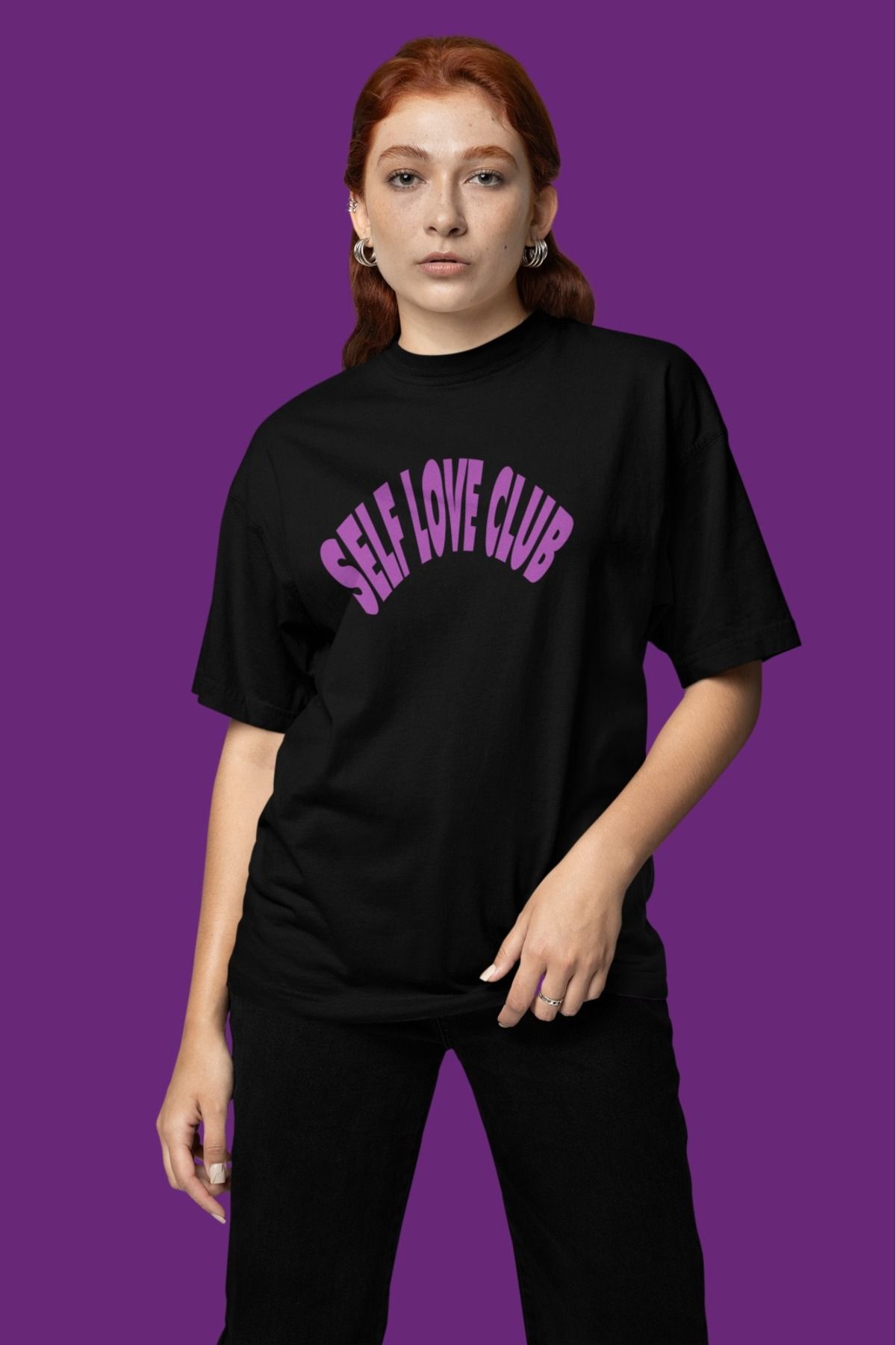 ArtYus Unisex Erkek/Kadın Self Love Club Renkli Baskılı Oversize %100 Pamuklu T-Shirt