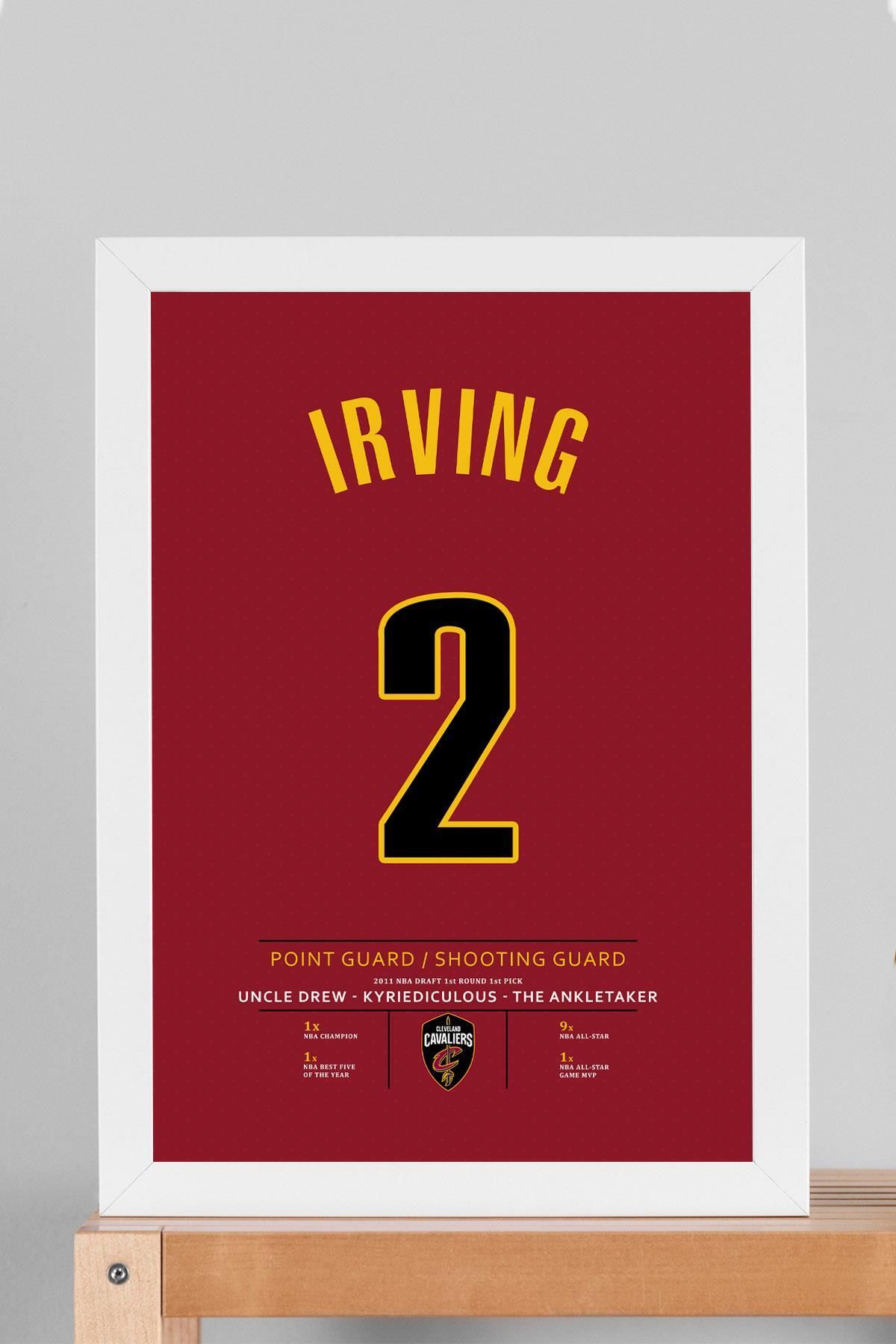 Saturn Kyrie Irving Forma Çerçeveli Tablo - NBA Cleveland Cavaliers Jersey