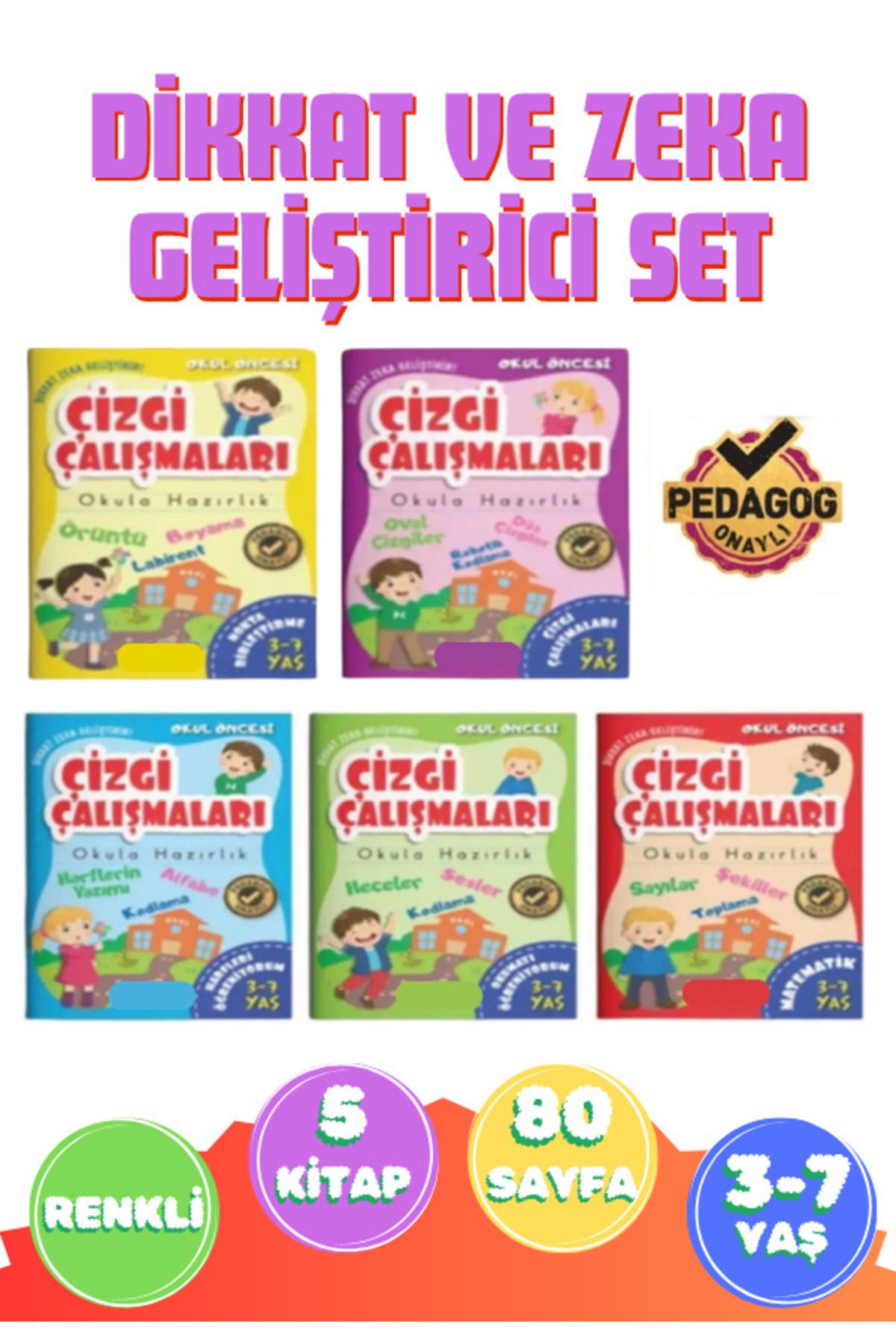 İhtiyacımVar Çizgi Çalışmaları 5'li Set Çocuklar Için Eğlenceli Etkinlik