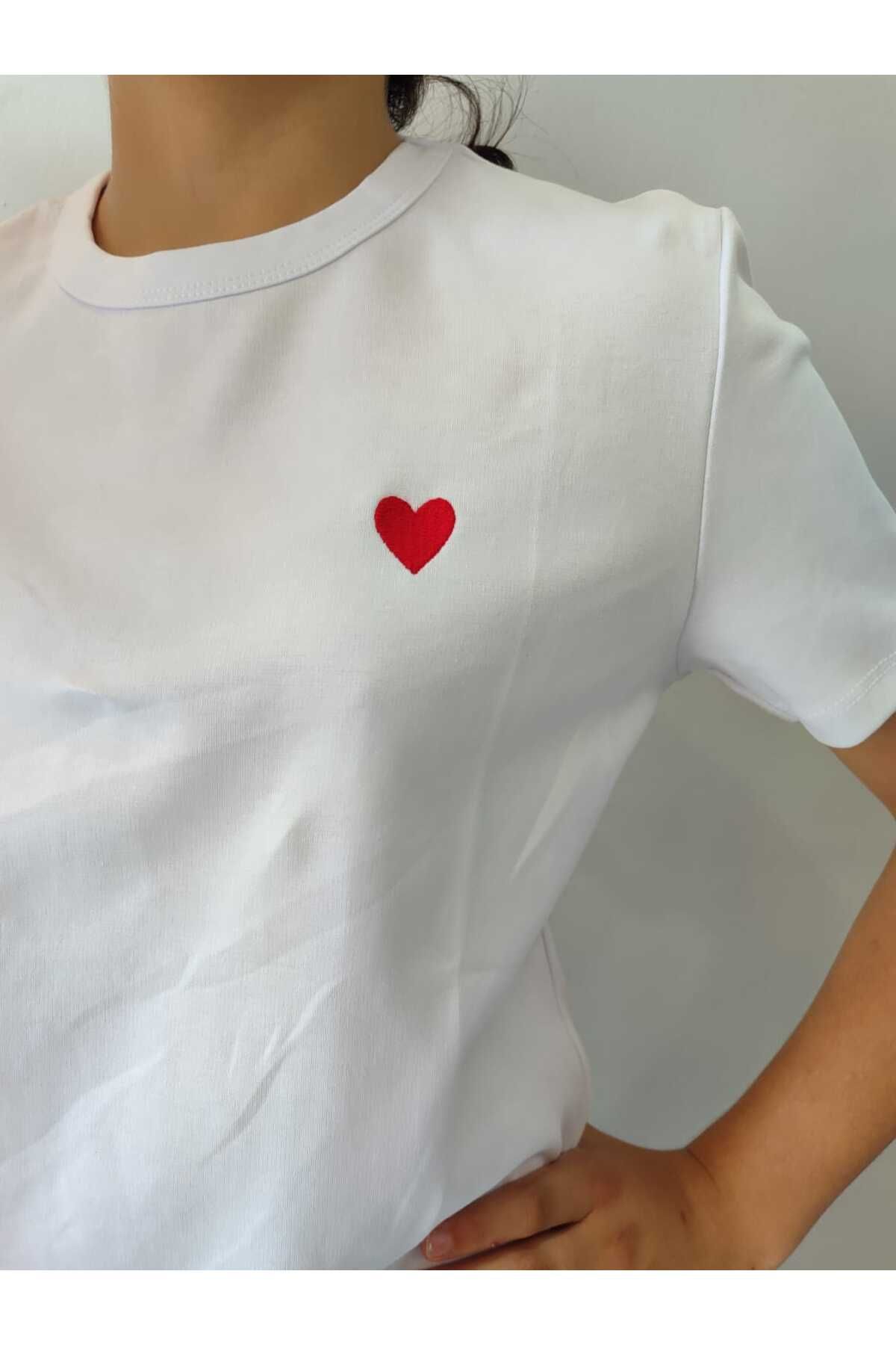 TAYYİBE GİYİM işleme detaylı %100 pamuk kumaş tshirt SNOW