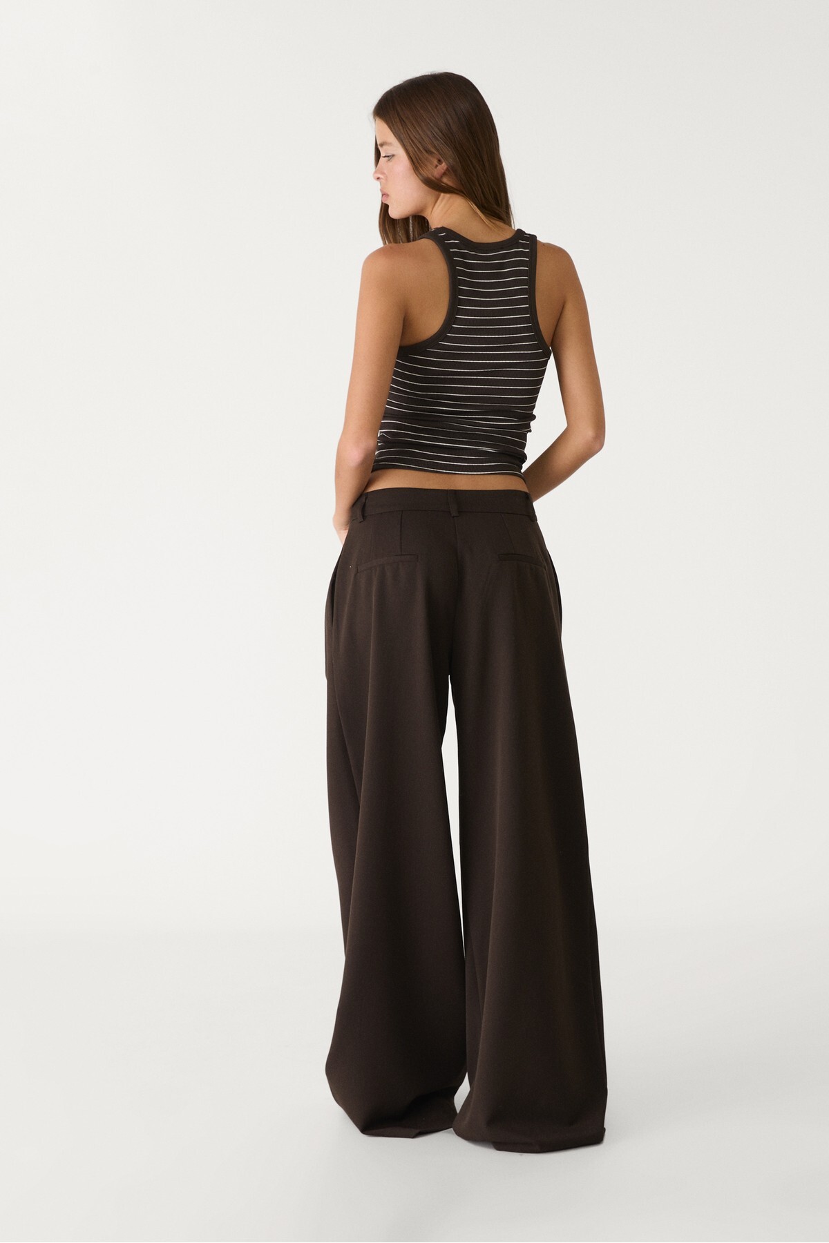 Stradivarius  Geniş paça pensli klasik pantolon - Görsel 5