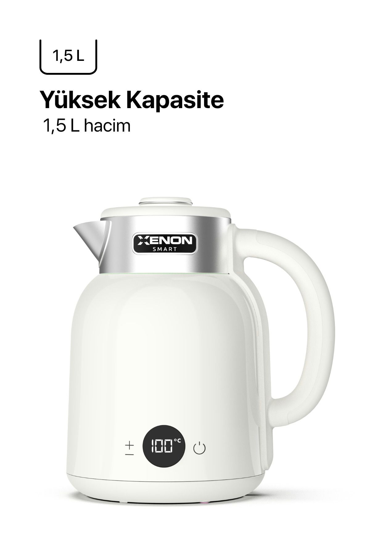 Xenon Smart-Smart Kettle Steel 1.5 Lt Wi-Fi 2200 W Control with App Voice Assistant Supported Water Heater Cream X7101 2