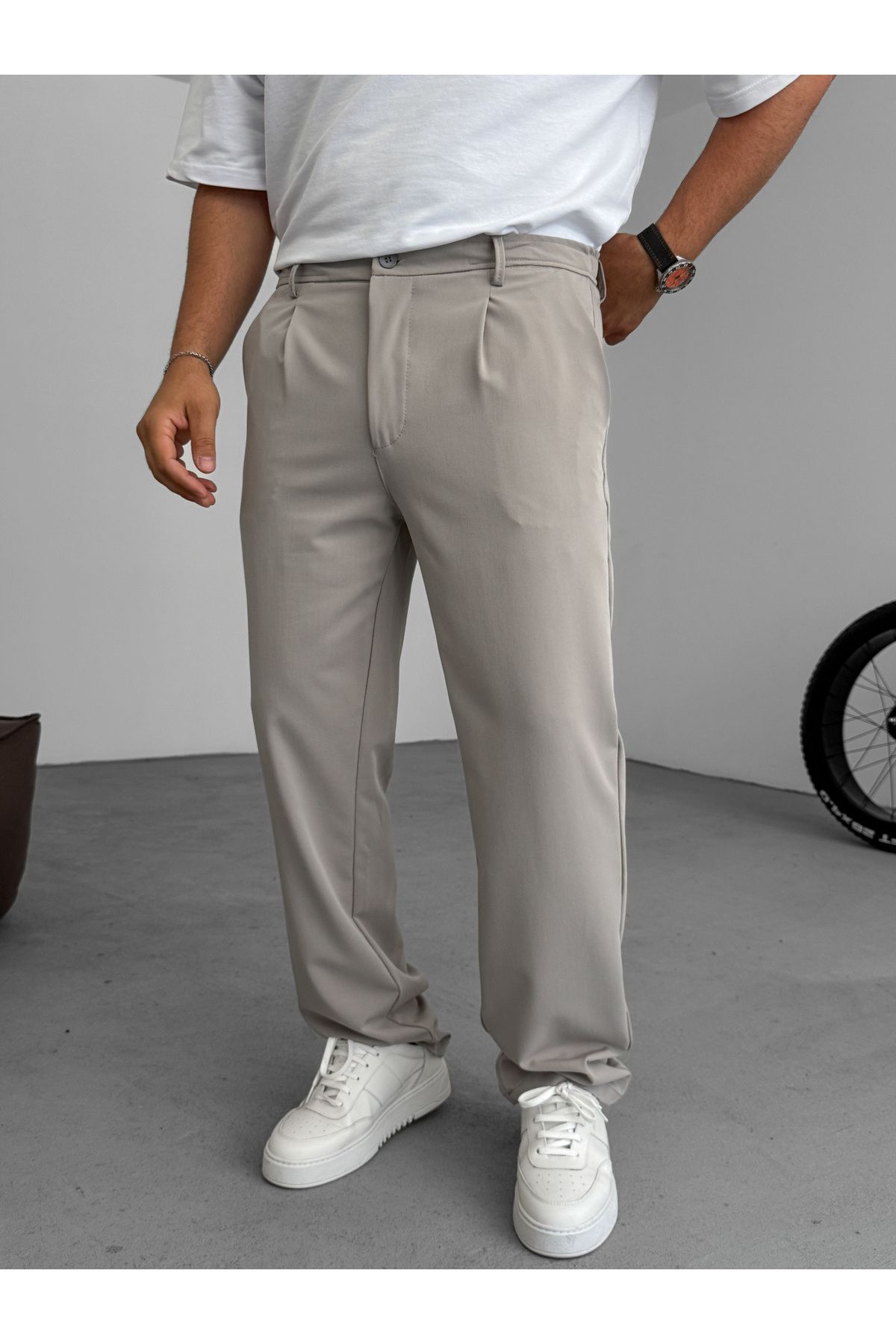 BYBASICMAN Taş Pileli Likralı Baggy Pantolon YP-5005