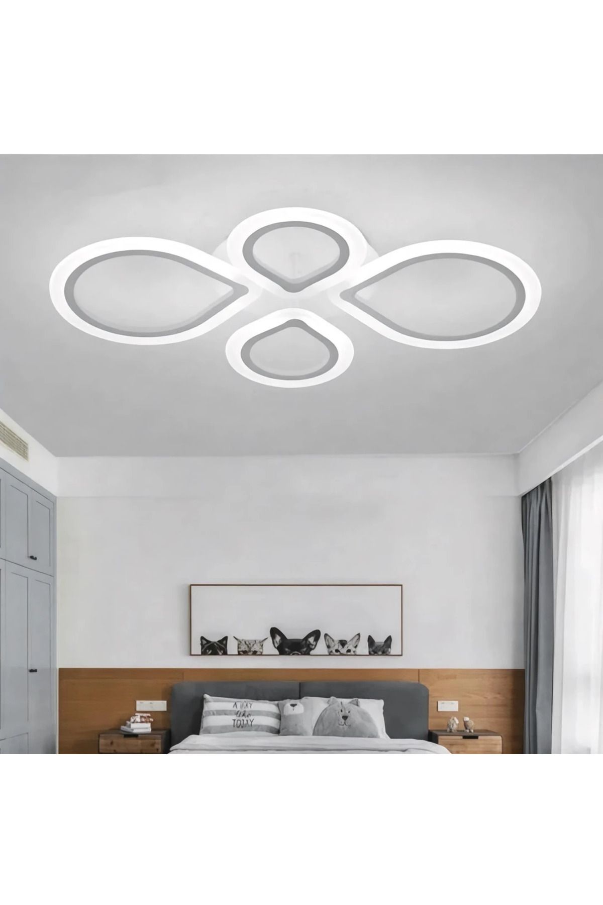 durulight 4 Beyaz Plafonyer Lüks Modern 4'LÜ Günışığı Ledli Avize