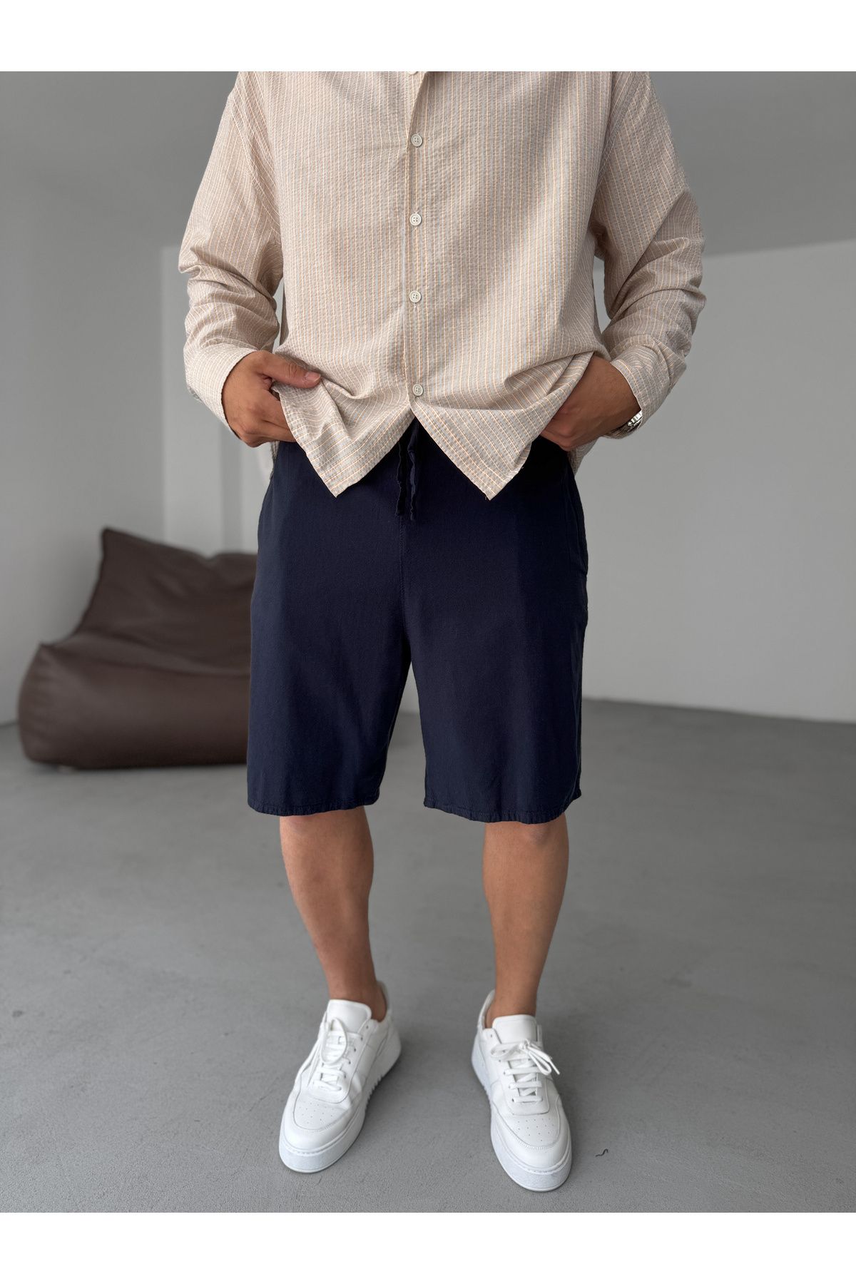 BYBASICMAN Lacivert Fresh Kumaş Basic Şort YP-5003