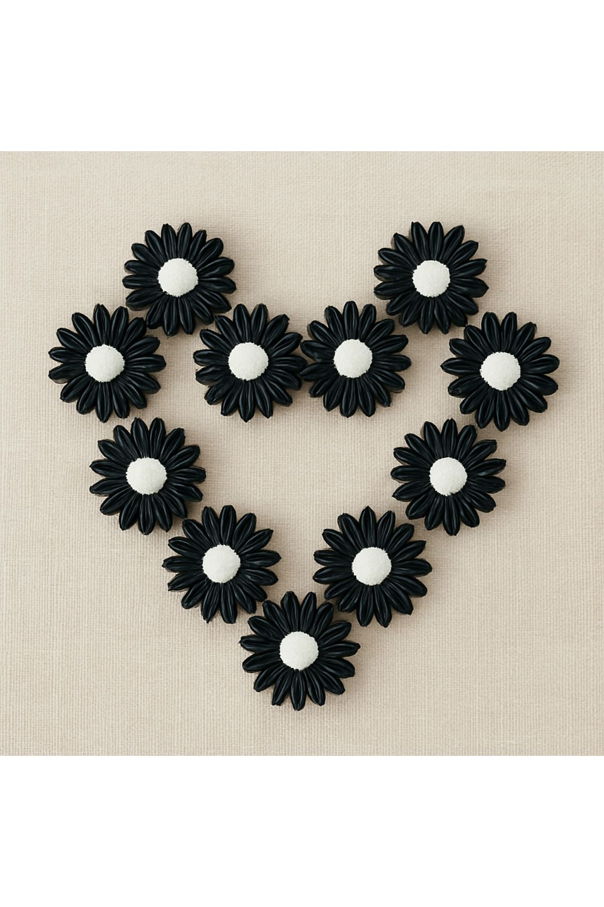 Handmade Papatya magnet 4 adet siyah