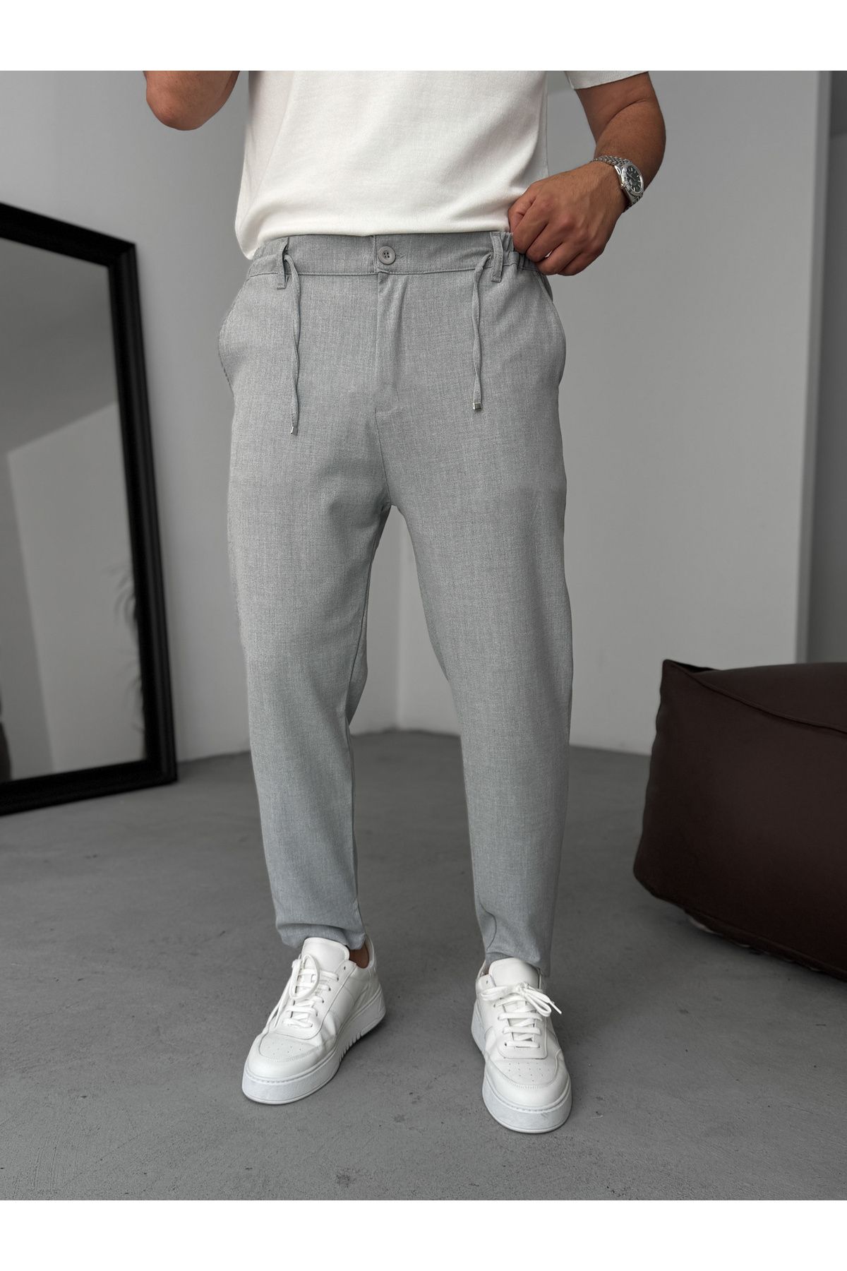 BYBASICMAN Gri Relaxed Fit Kumaş Pantolon KE-1046