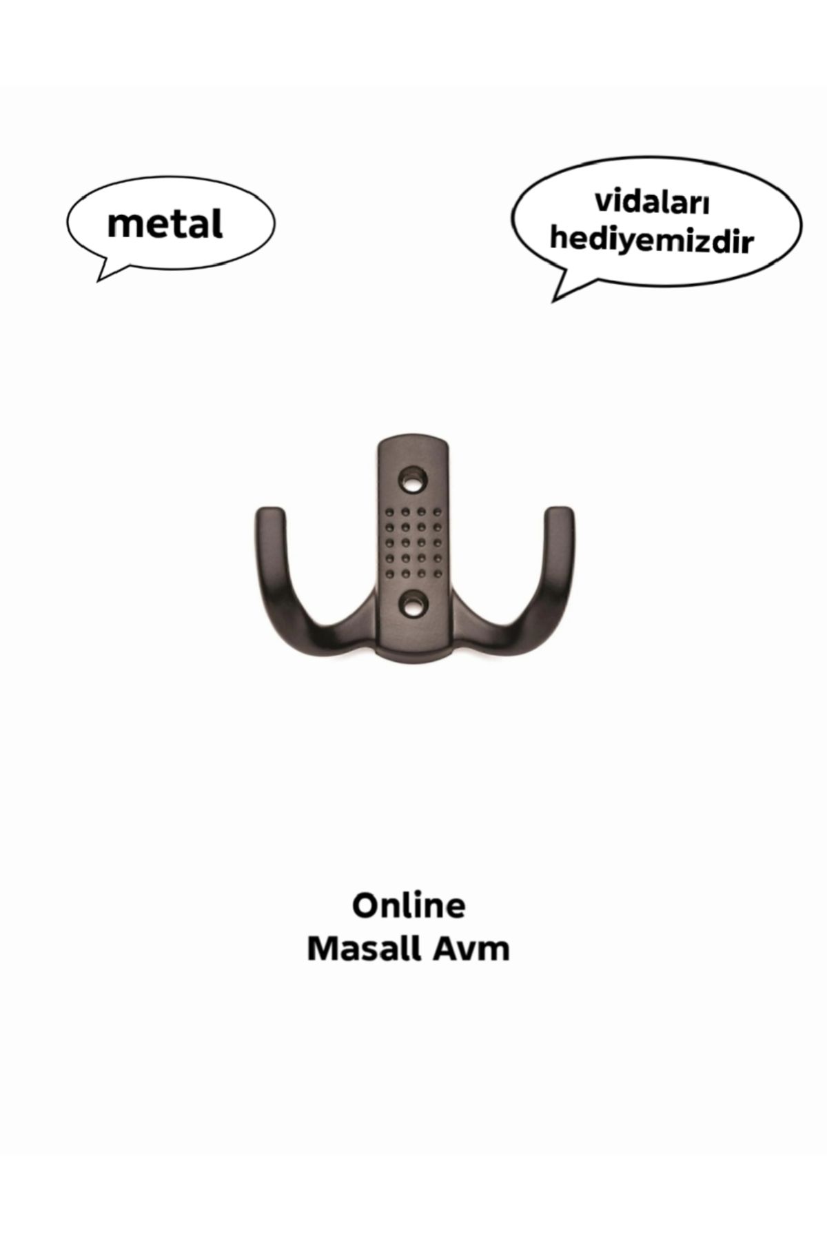 Online Masall AVM Noktalı metal askı pornanto askılık dolap mobilya askısı siyah vidalar hediyemizdir