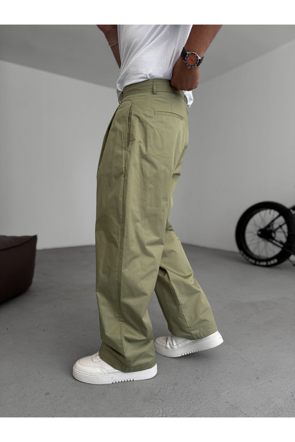 BYBASICMAN-Khaki Pleated Comfortable Fit Trousers C-05/4 5
