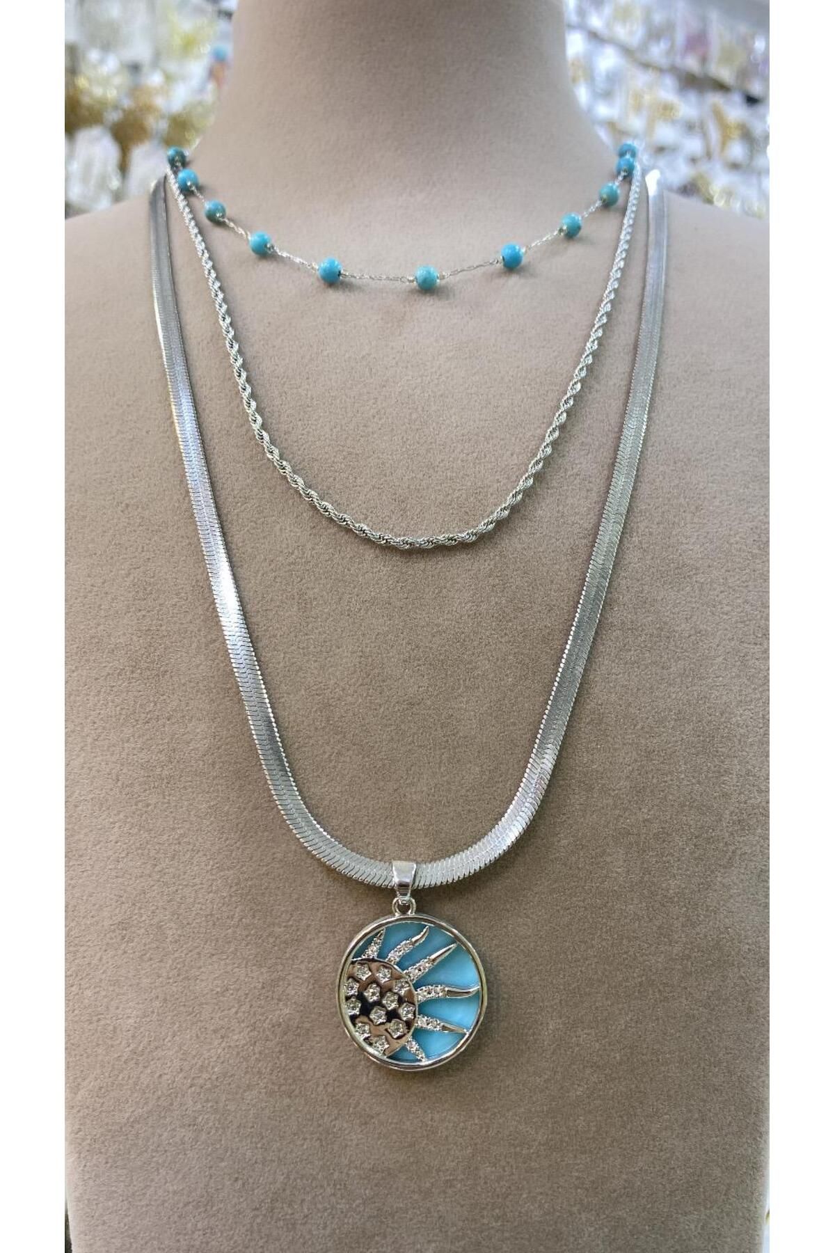 Azra Accessories Kadın Çelik Çoklu Kolye