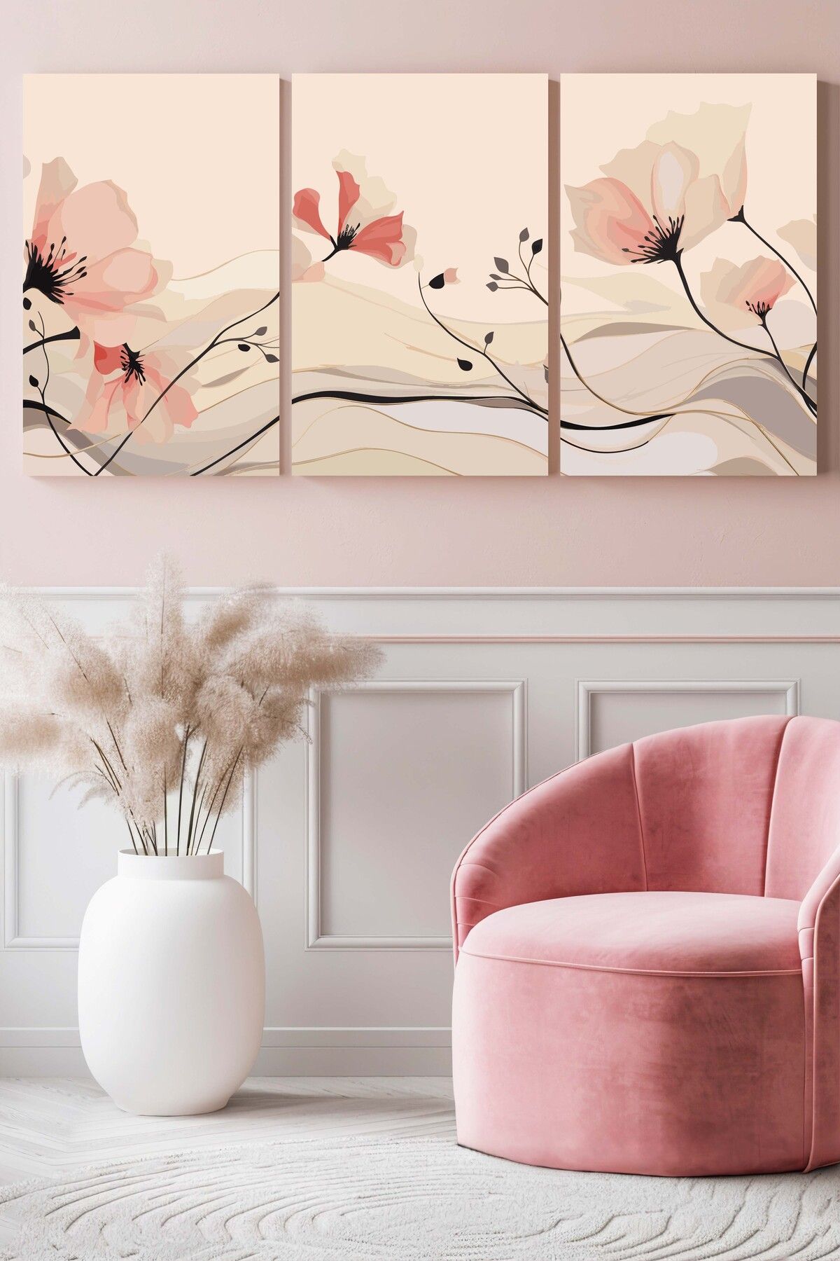 Hagen Duvar Tablosu Mutfak Tablosu 3 lü Tablo Modern Tablo Bohem Tablo Premium Kalite Çerçeve Görünümlü