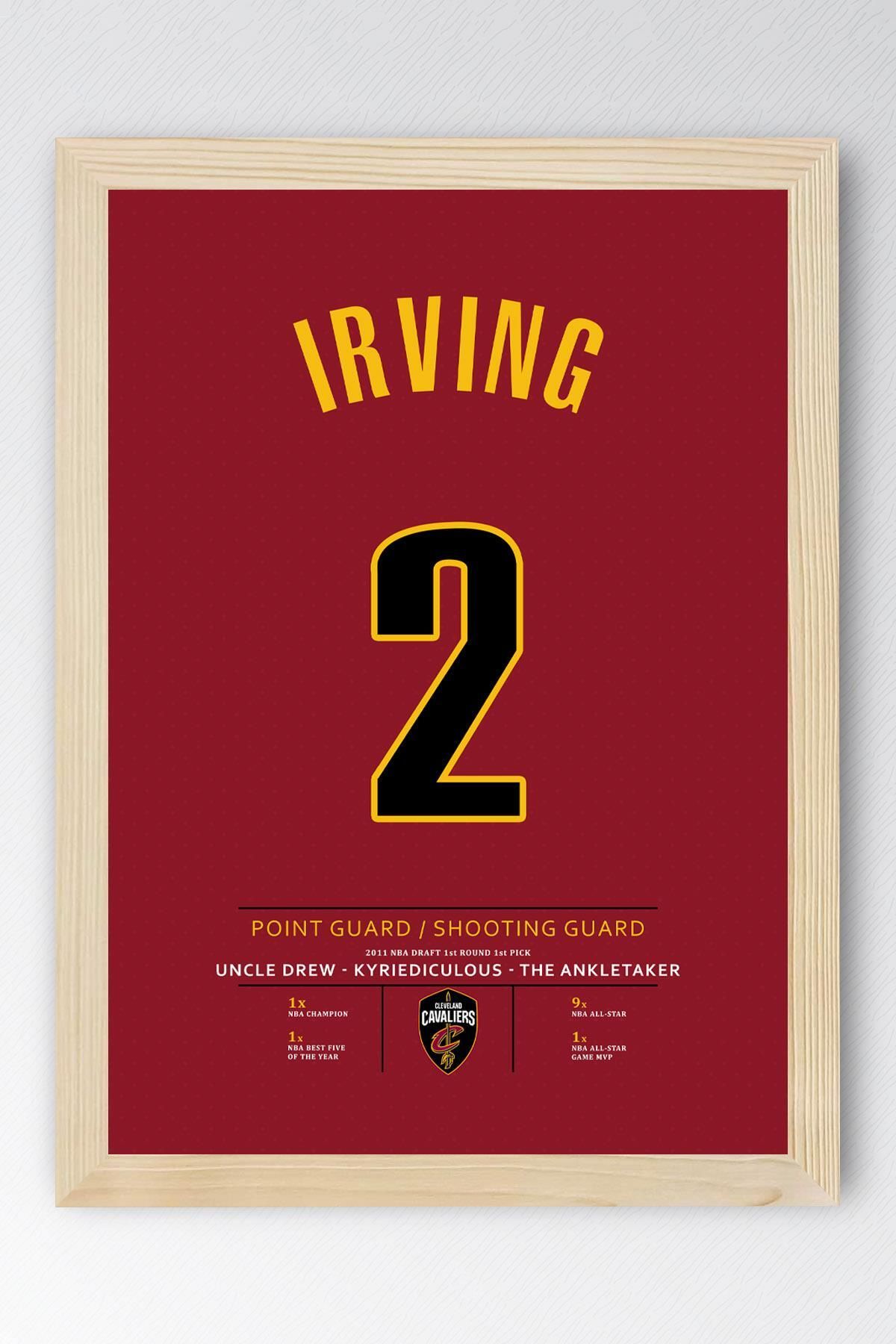 Saturn Kyrie Irving Forma Çerçeveli Tablo - NBA Cleveland Cavaliers Jersey