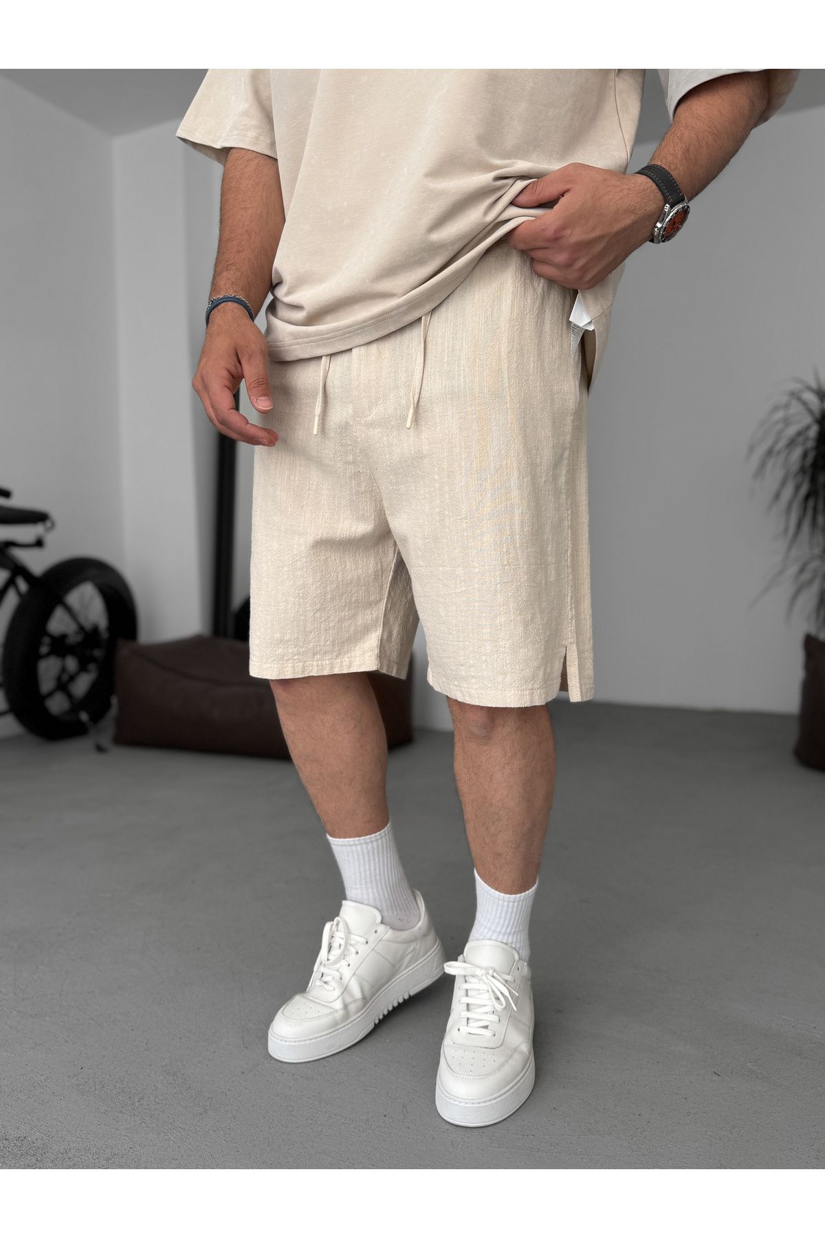 BYBASICMAN-Beige Basic Textured Shorts G-5433/15 2