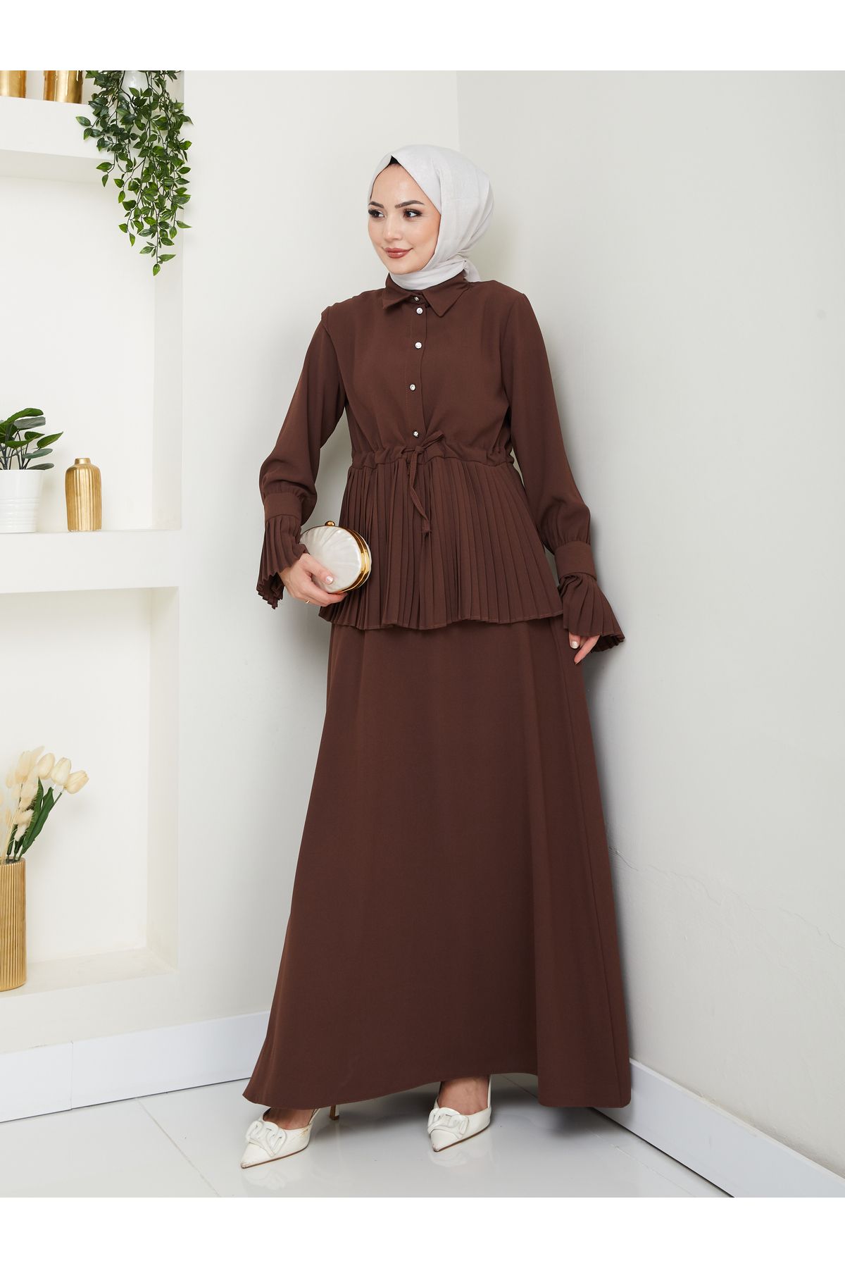 EFSUN MODA ETEKLI PİLİSELİ DETAYLI TESETTÜR TAKIM