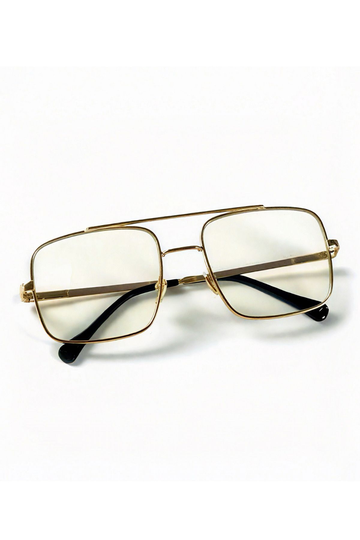 Chunky Frame Unısex Şeffaf Gold Çerçeveli İmaj Gözlük