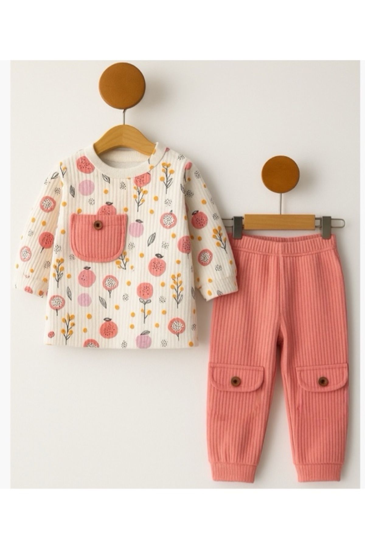 BABYZUM MEYVELİ WAFFLE KIZ BEBEK TAKIM PUDRA