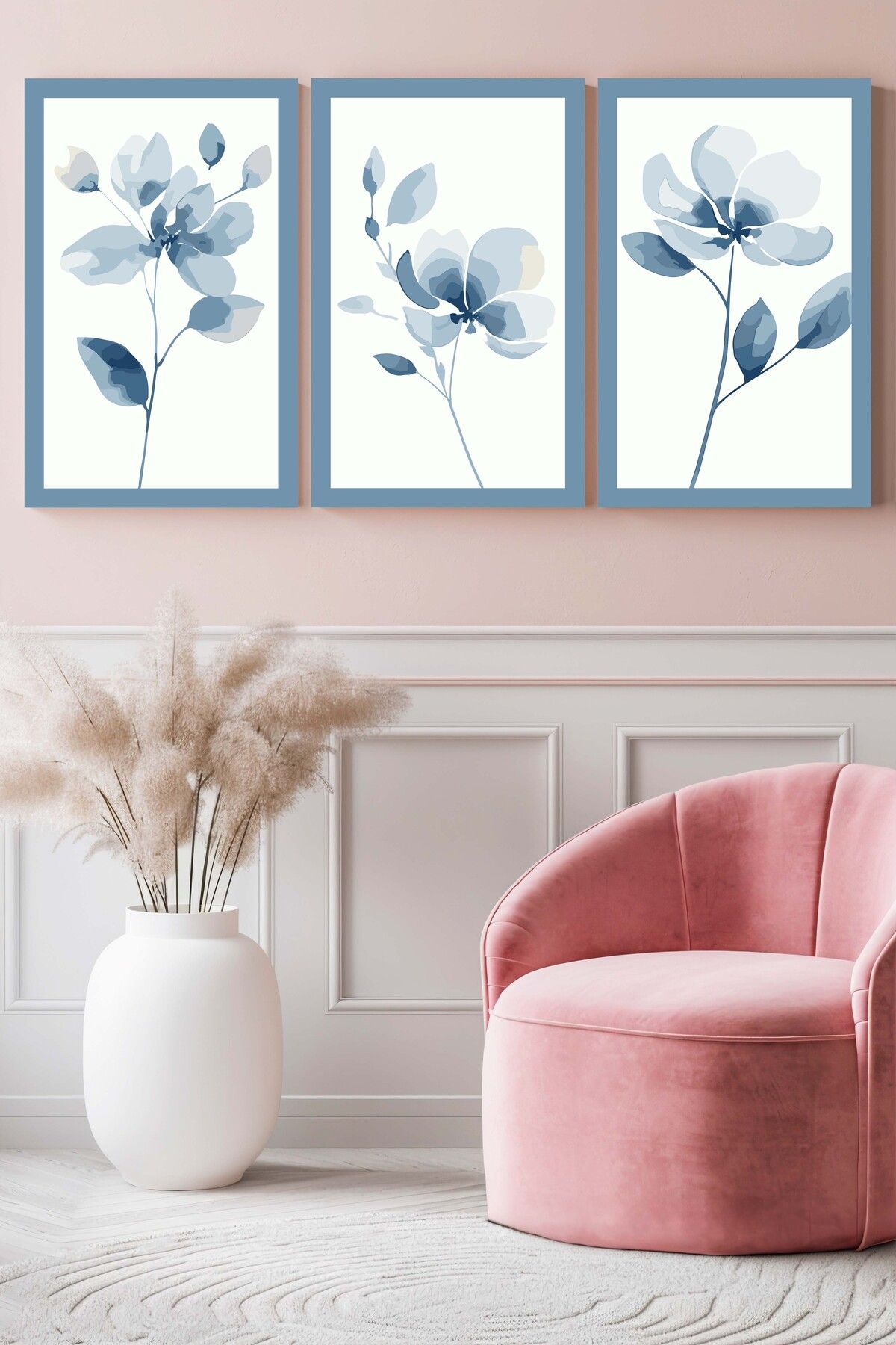 Hagen Duvar Tablosu Çerçeve Görünümlü 3 lü Tablo Modern Tablo Mutfak Tabloları Bohem Tablo Premium Kalite