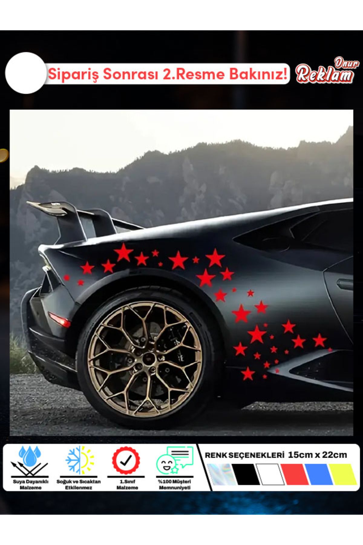 Onur Reklam Yıldız Desenli Araç Sticker Seti – Suya Dayanıklı