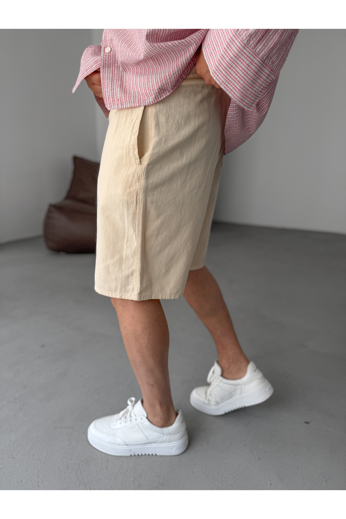 BYBASICMAN-Beige Fresh Fabric Basic Shorts Yp-5003 6