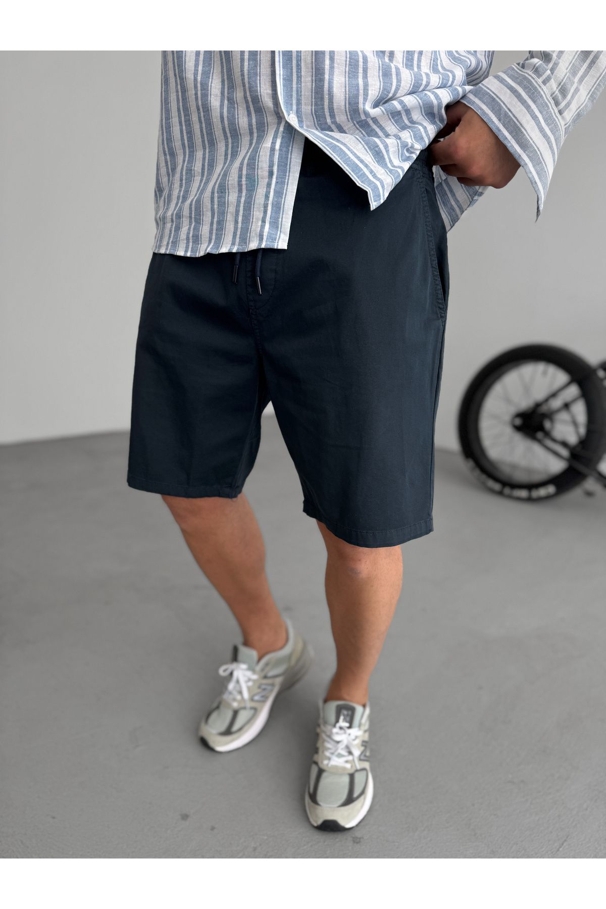 BYBASICMAN Lacivert Gabardin İnce Basic Şort YP-5011/3023