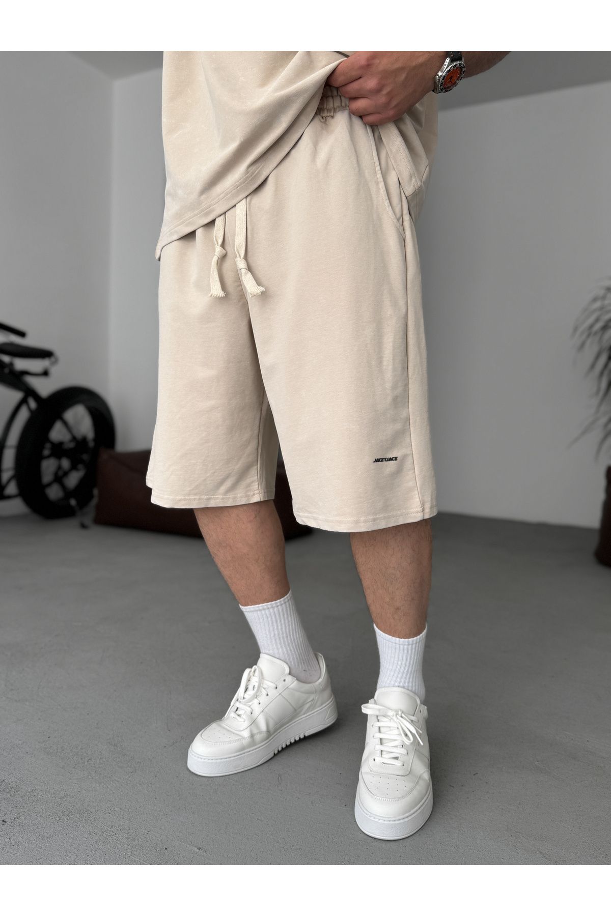 BYBASICMAN Bej Yıkamalı Basic Şort JJ-92