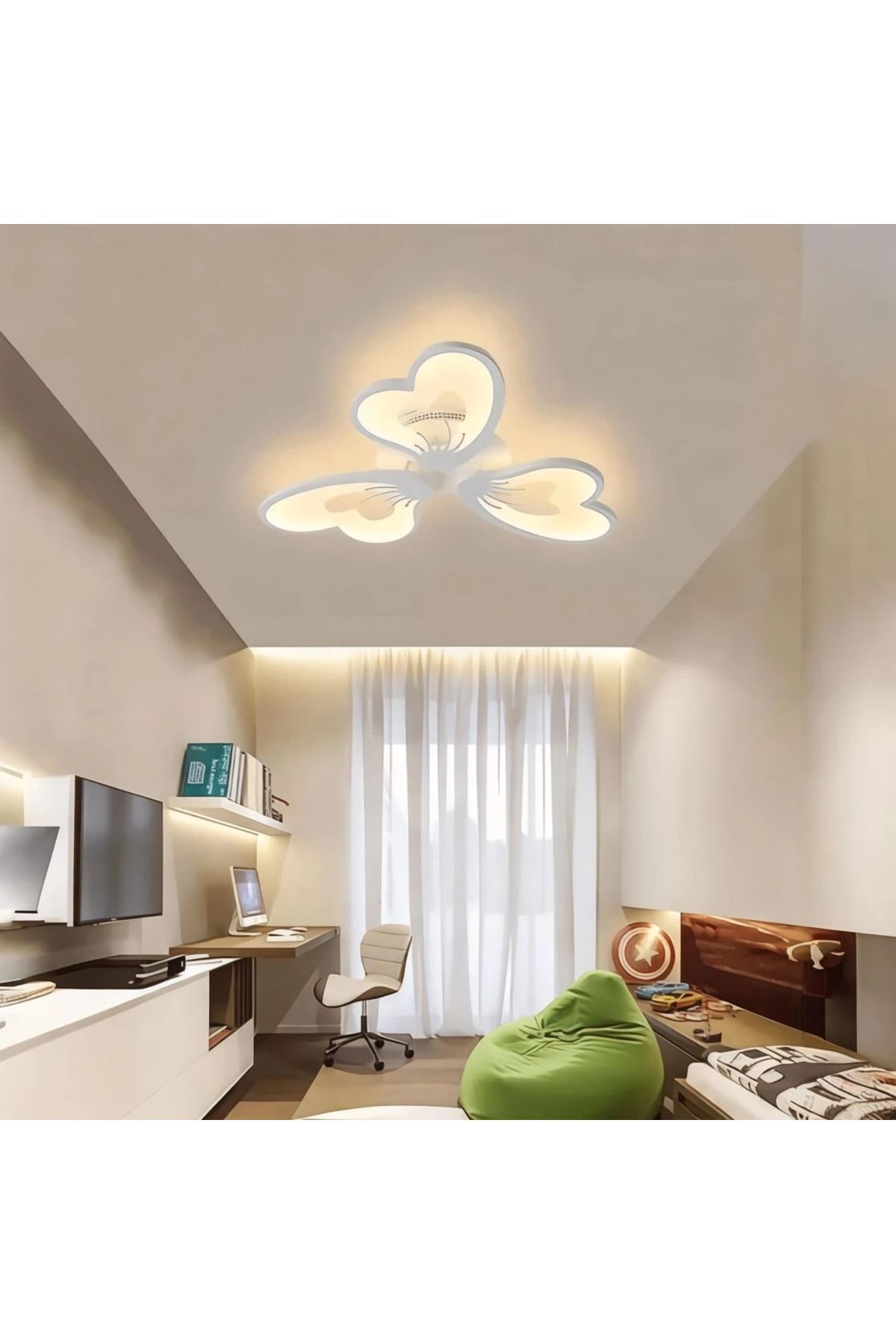 durulight 3 Beyaz Plafonyer Lüks Modern 3'LÜ Günışığı Ledli Avize
