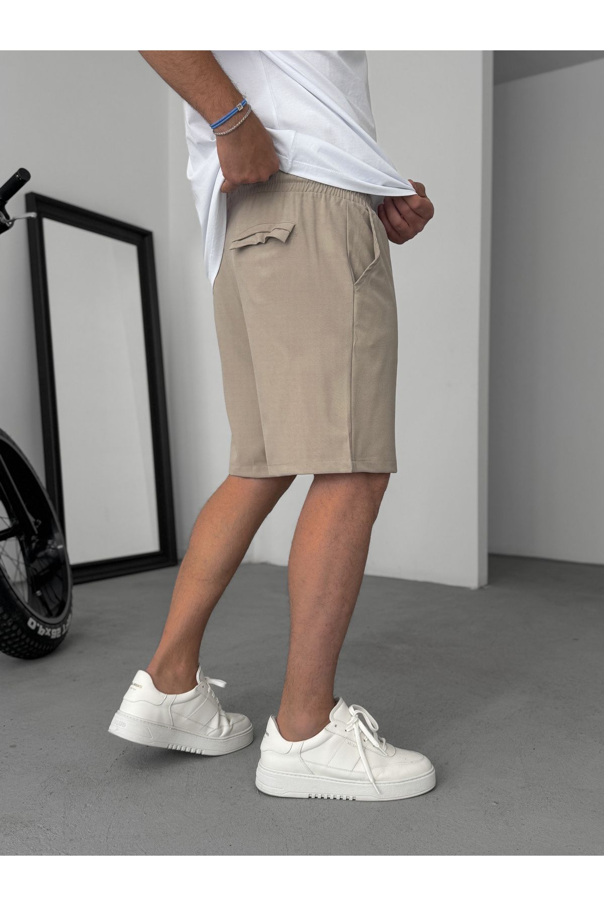 BYBASICMAN-Beige Fabric Basic Shorts Df-2098 3
