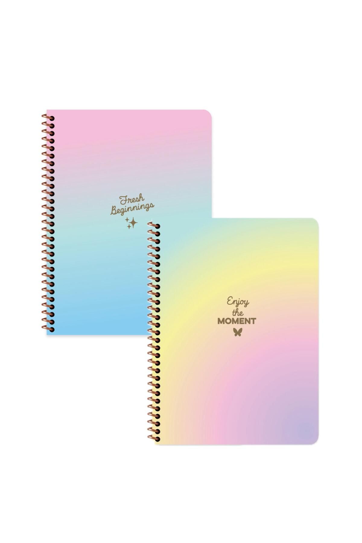 Keskin Colors Keskin Color Peritozu Çizgili Stickerli Defter Seti 2 Adet | 16,5 x 22,5 cm | Spiralli – 80 Yaprak