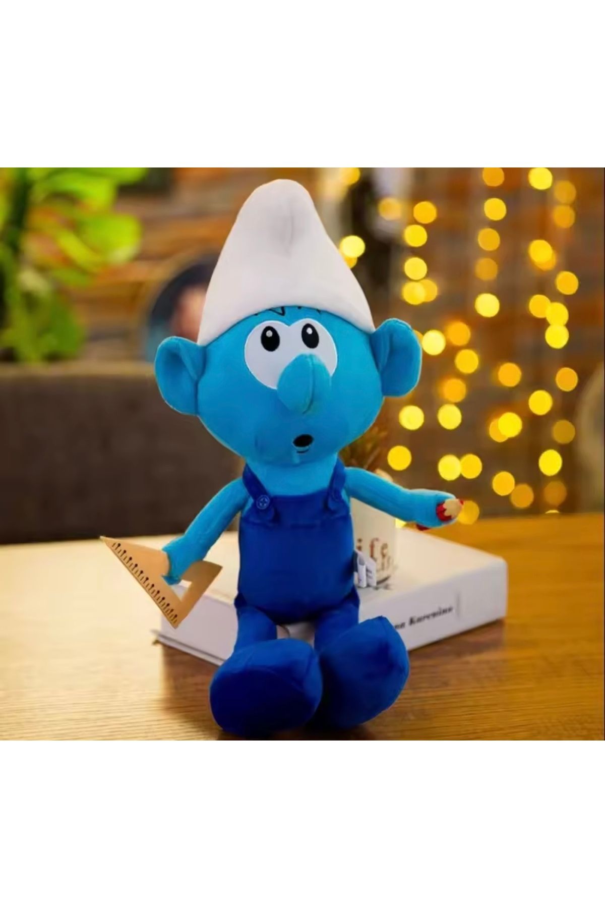 happystoretr Şirine peluş oyuncak sevimli iri gözlü şirin baba bebek yastık ev dekorasyon süs çocuk noel hediyesi