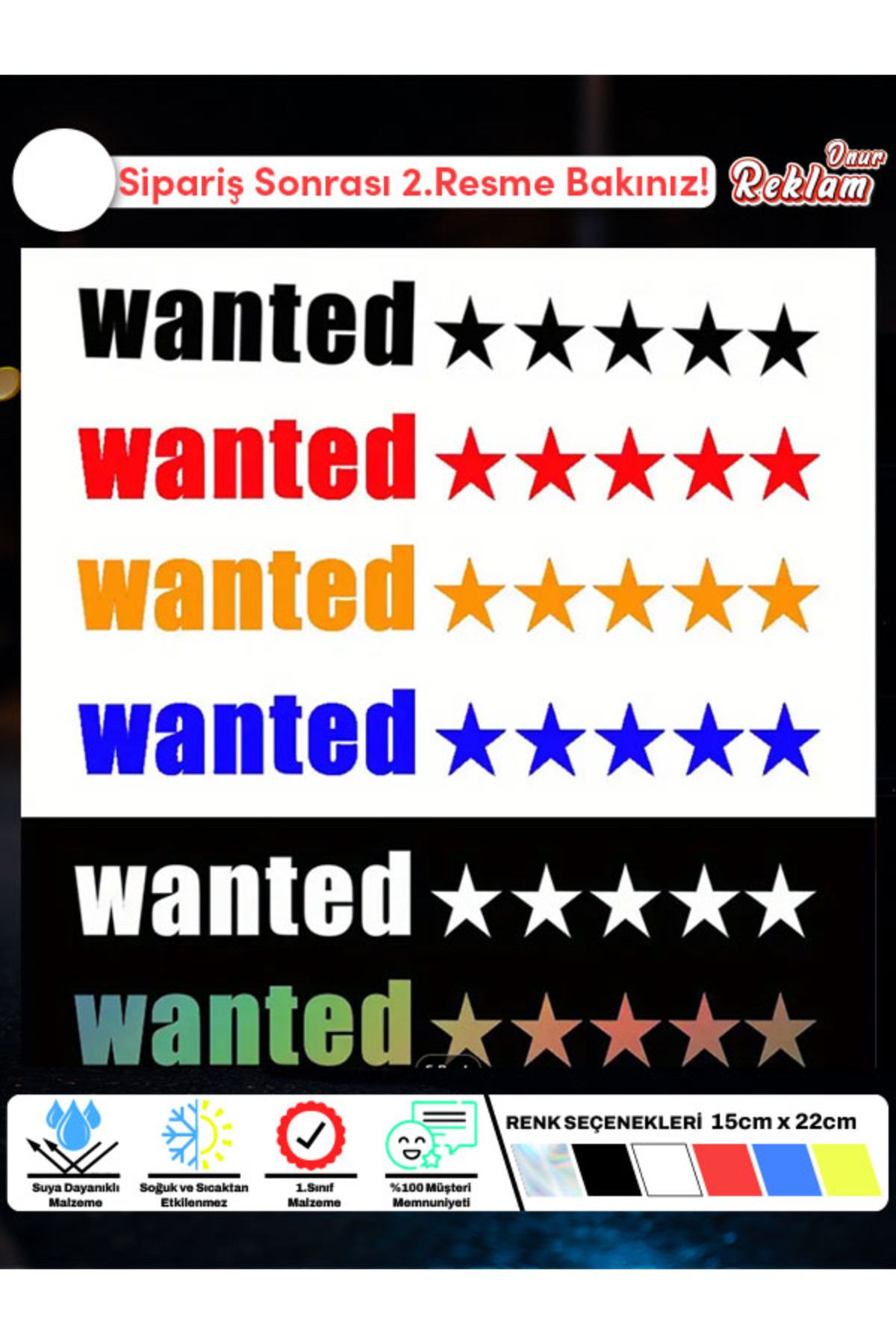 Onur Reklam WANTED 6 Yıldız GTA Temalı Araç Sticker – Renk Seçenekli 15x22 cm