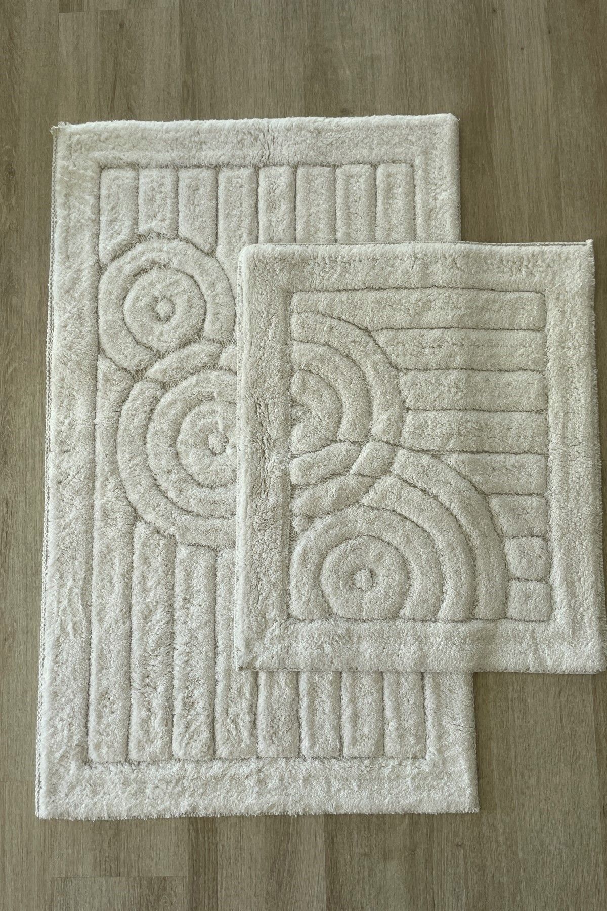 Zeria Home Pamuk Tafting Su Emici Yumuşak Dokulu Banyo Paspas Seti, Banyo Halısı 2 Li Set 60x100 - 50x60