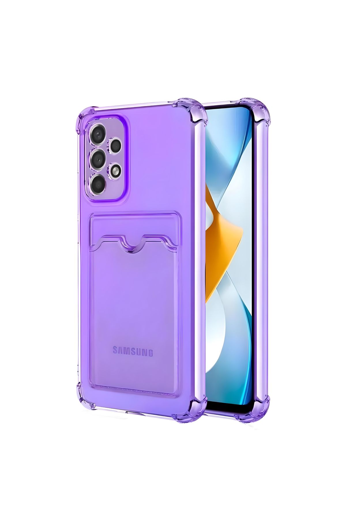 Ehr. Samsung Galaxy A72 Uyumlu Kamera Korumalı Kartlıklı Köşeleri Airbag Tasarımlı Darbe Önleyici Şeffaf
