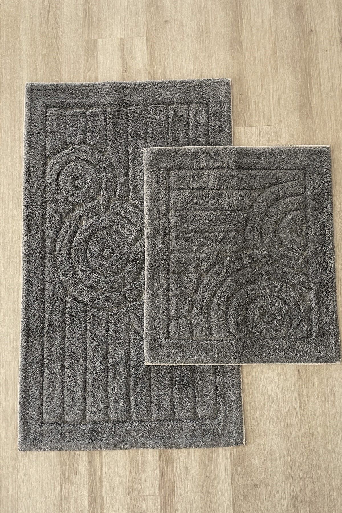 Zeria Home Pamuk Tafting Su Emici Yumuşak Dokulu Banyo Paspas Seti, Banyo Halısı 2 Li Set 60x100 - 50x60