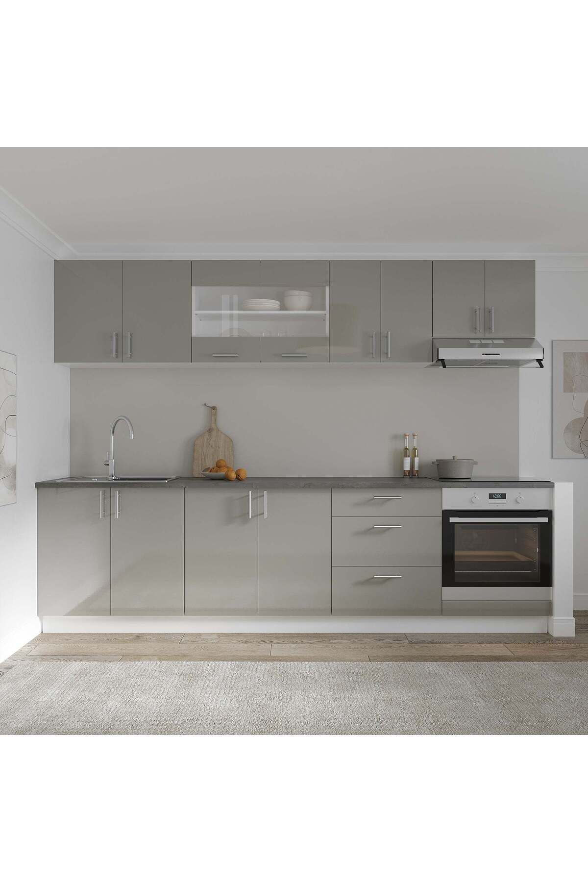 haaus.ro-Corp Superior haaus Karo, 2 Usi, Gri Lucios/Alb, MDF, 60 x 30 x 60 cm 6