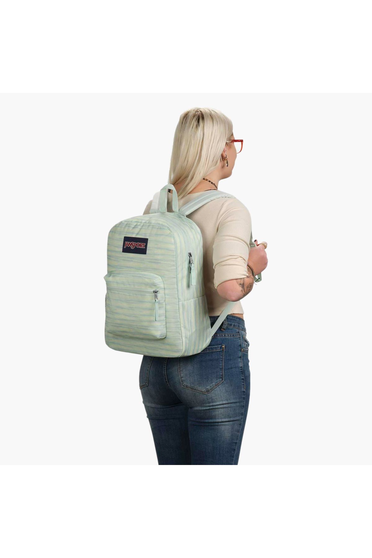Jansport-Striped Backpack with Adjustable Straps and Zip Closure - 60.02x39.7x45.72 cms 7