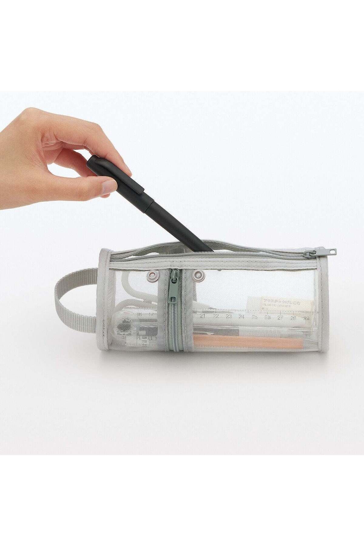 Muji-Nylon Mesh Vertical/Horizontal Pen Case, W7.5 x H17.7 cm 5