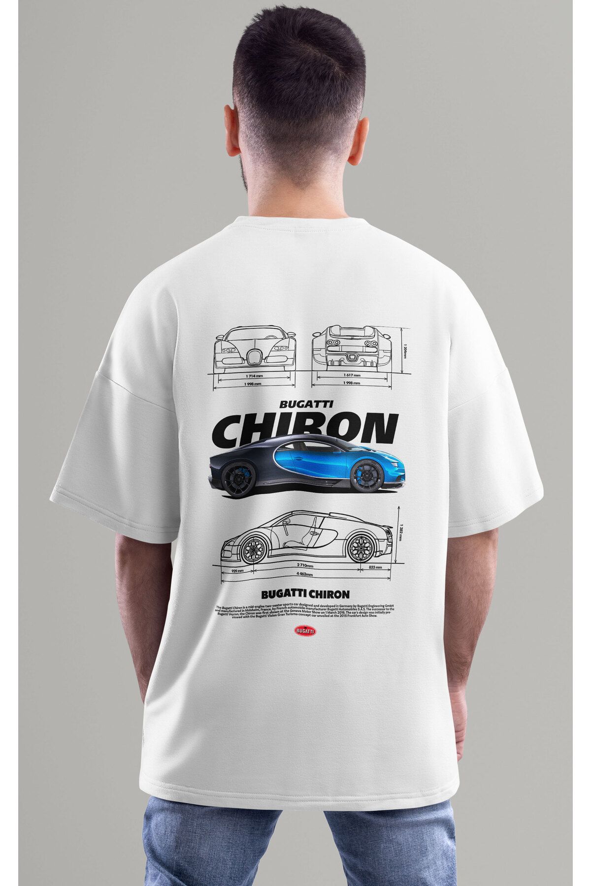 ELFAMİ Unisex Erkek/Kadın CHIRON Renkli Özel Baskılı Oversize Pamuklu Bisiklet Yaka T-Shirt Tişört