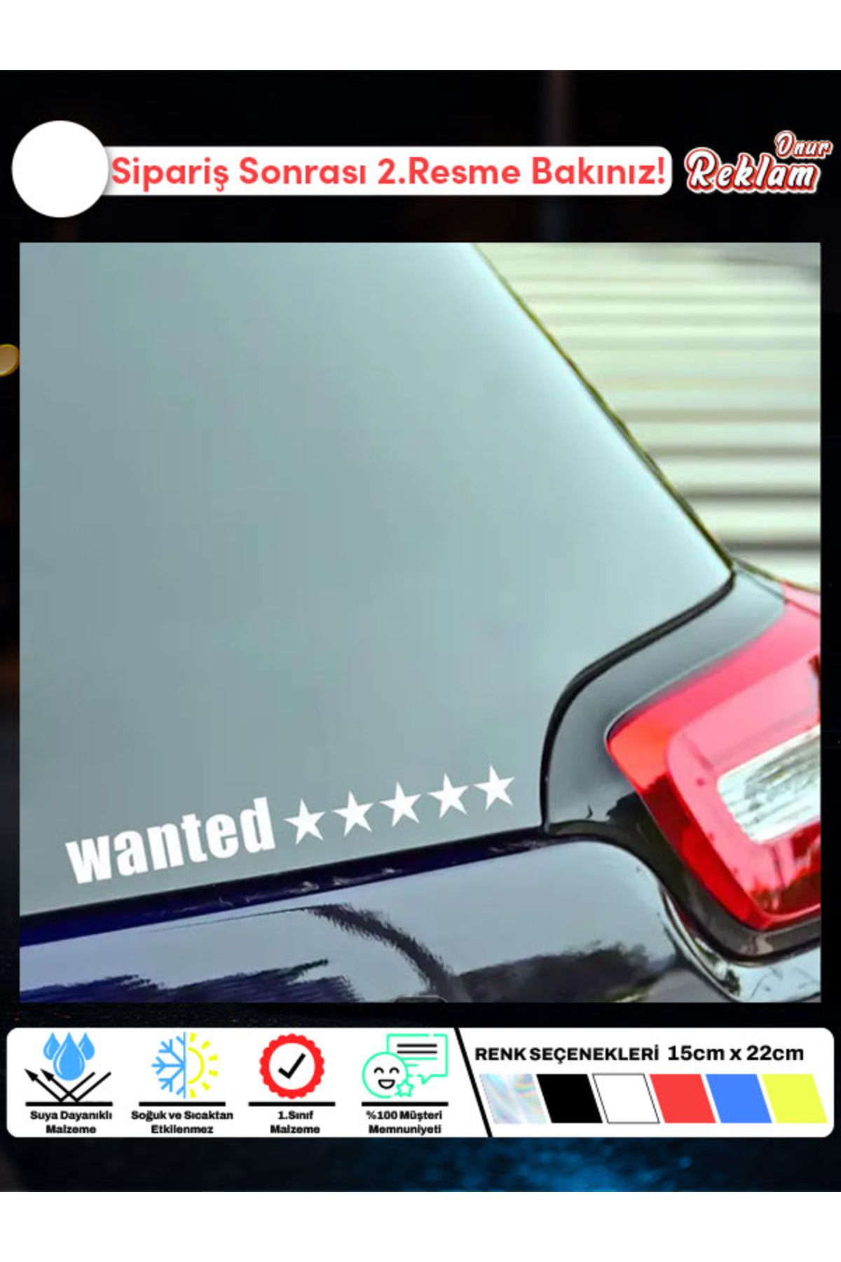 Onur Reklam WANTED 6 Yıldız GTA Temalı Araç Sticker – Renk Seçenekli 15x22 cm