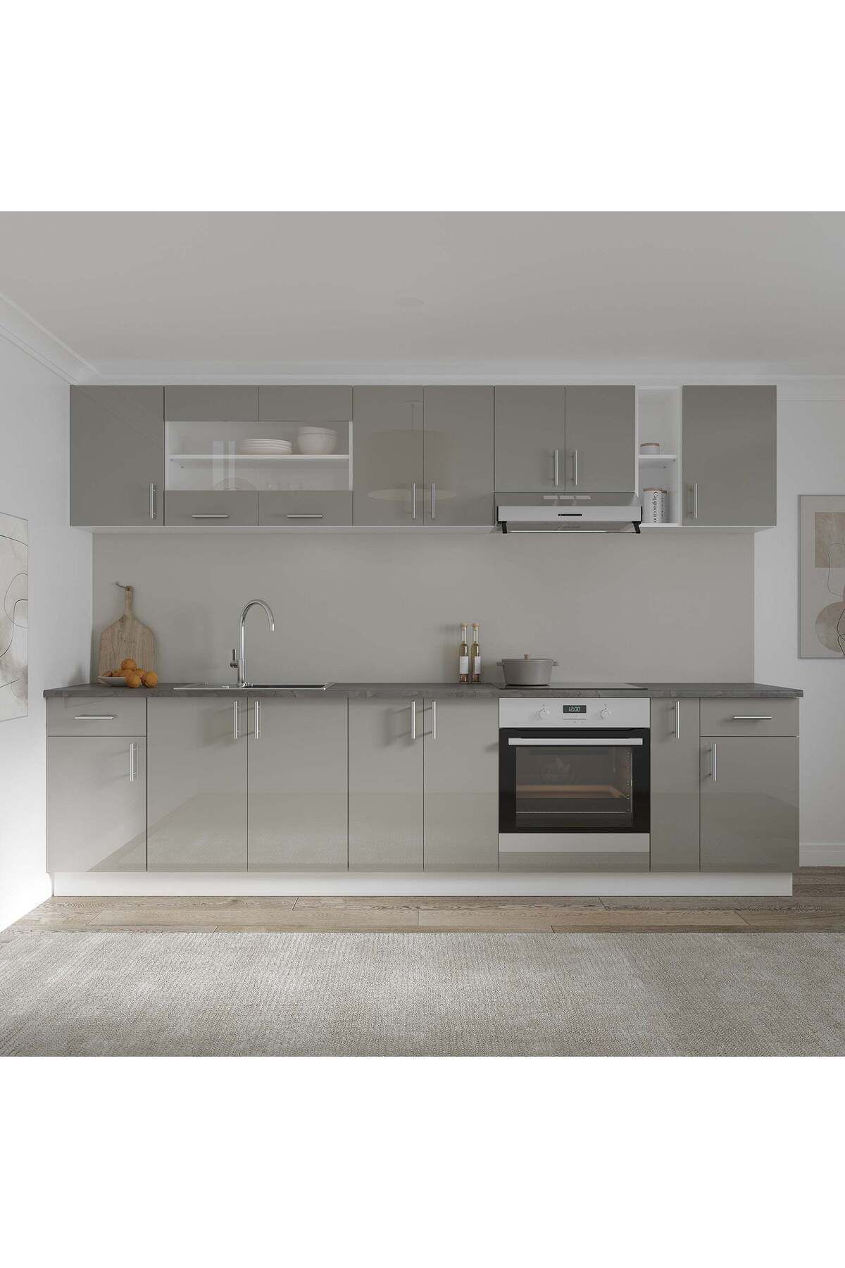 haaus.ro-Corp Superior haaus Karo, 2 Usi, Gri Lucios/Alb, MDF, 60 x 30 x 60 cm 7