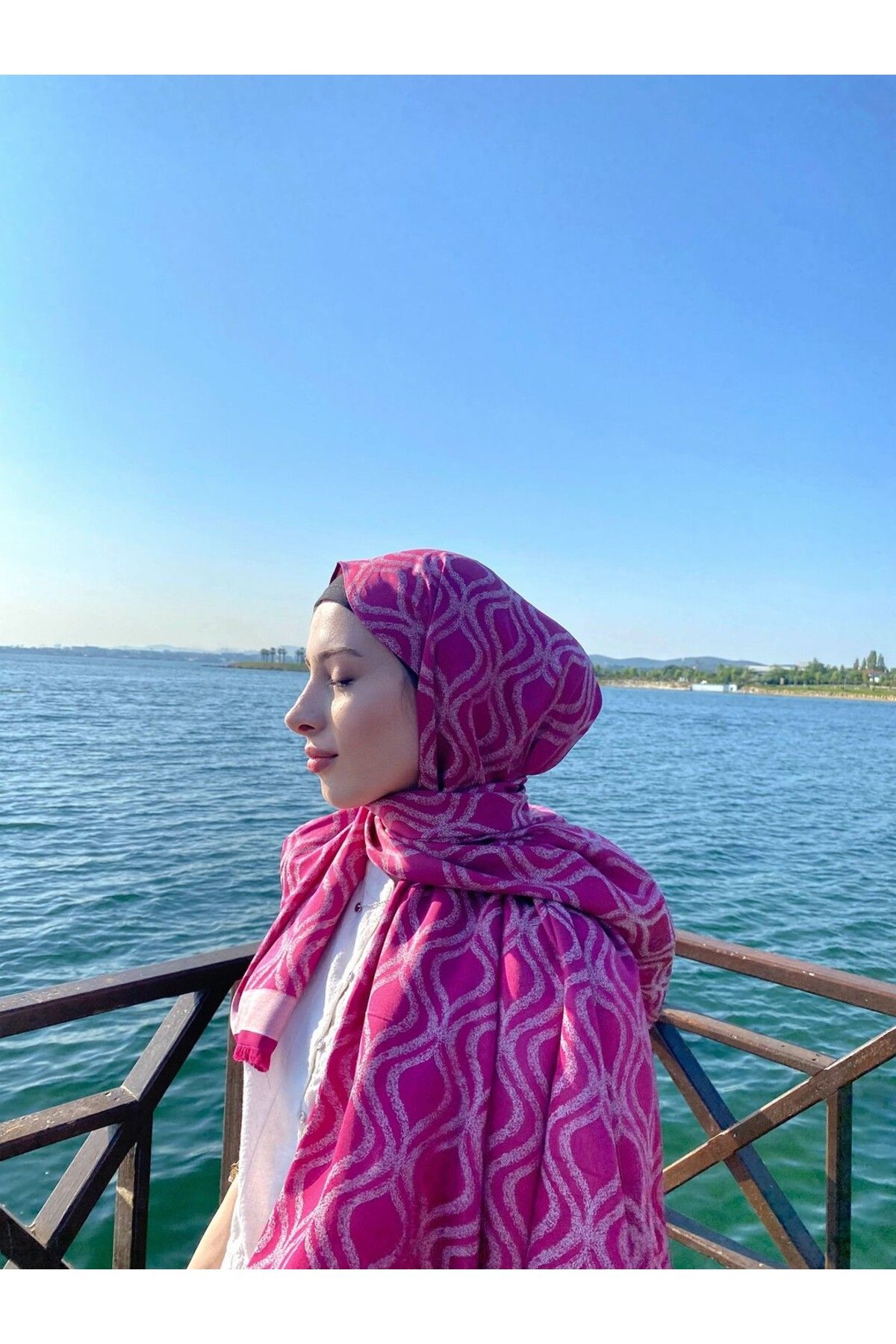 YALENA SCARF Çift Taraflı ipeksi Jakar Şal-